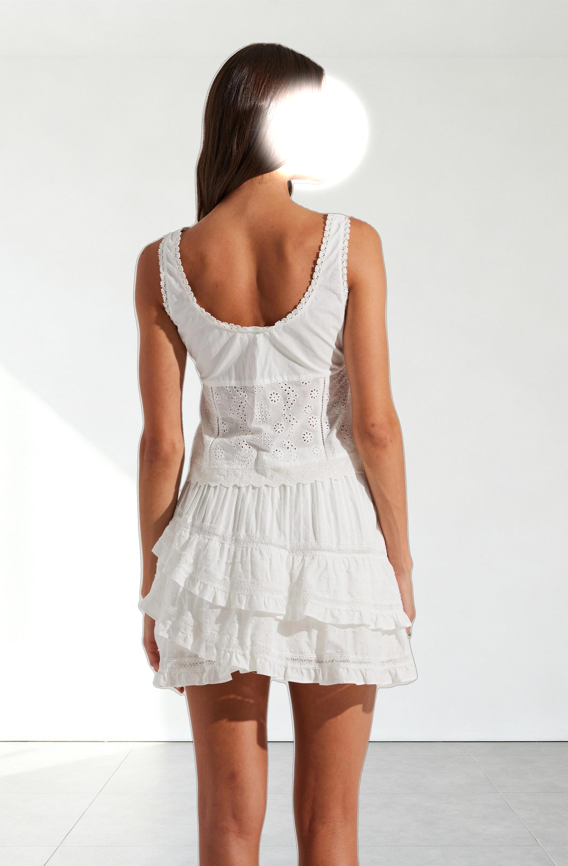 Kensley Eyelet Tiered Mini Skirt