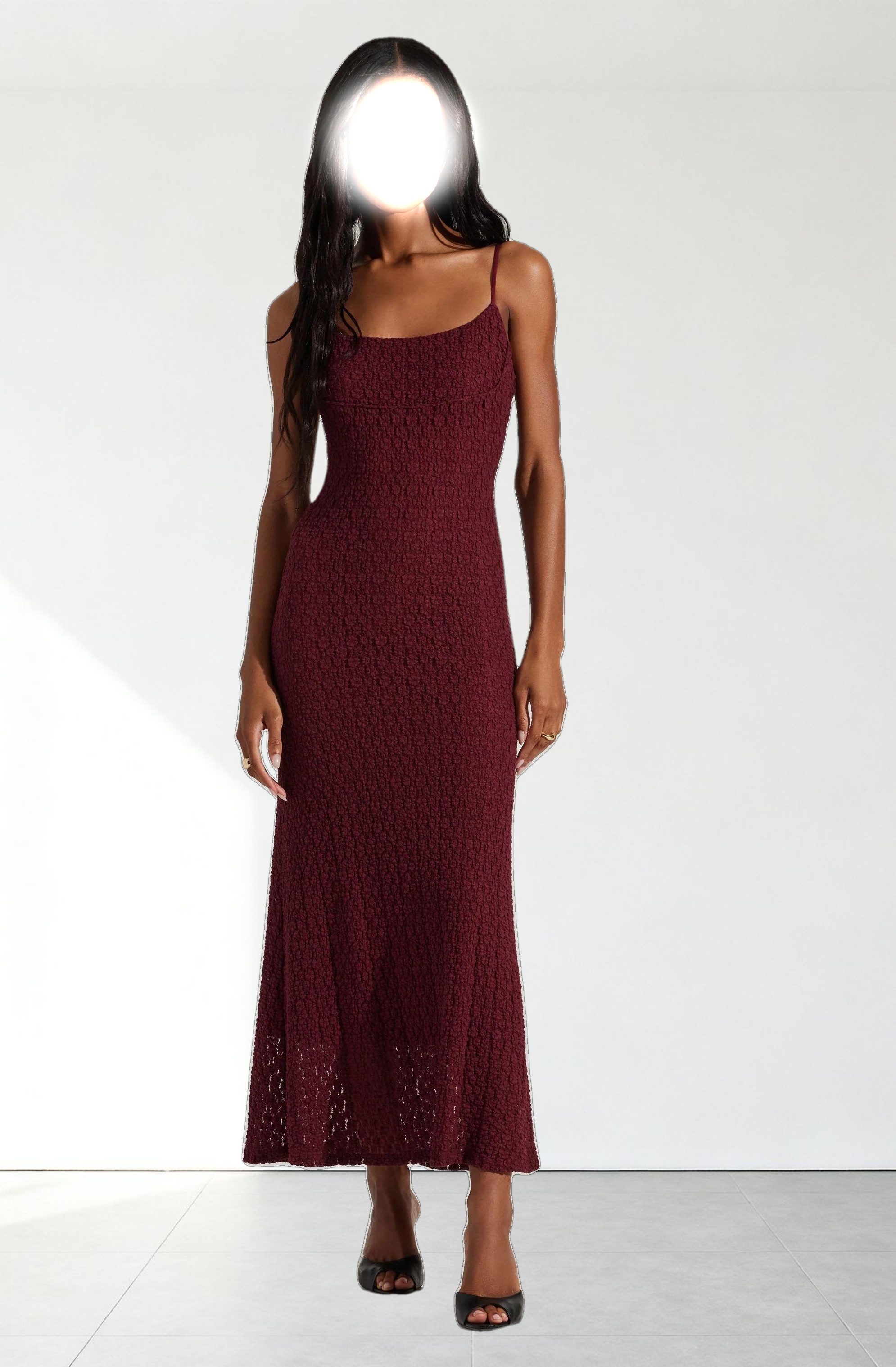 Renaisse Textured Maxi Dress