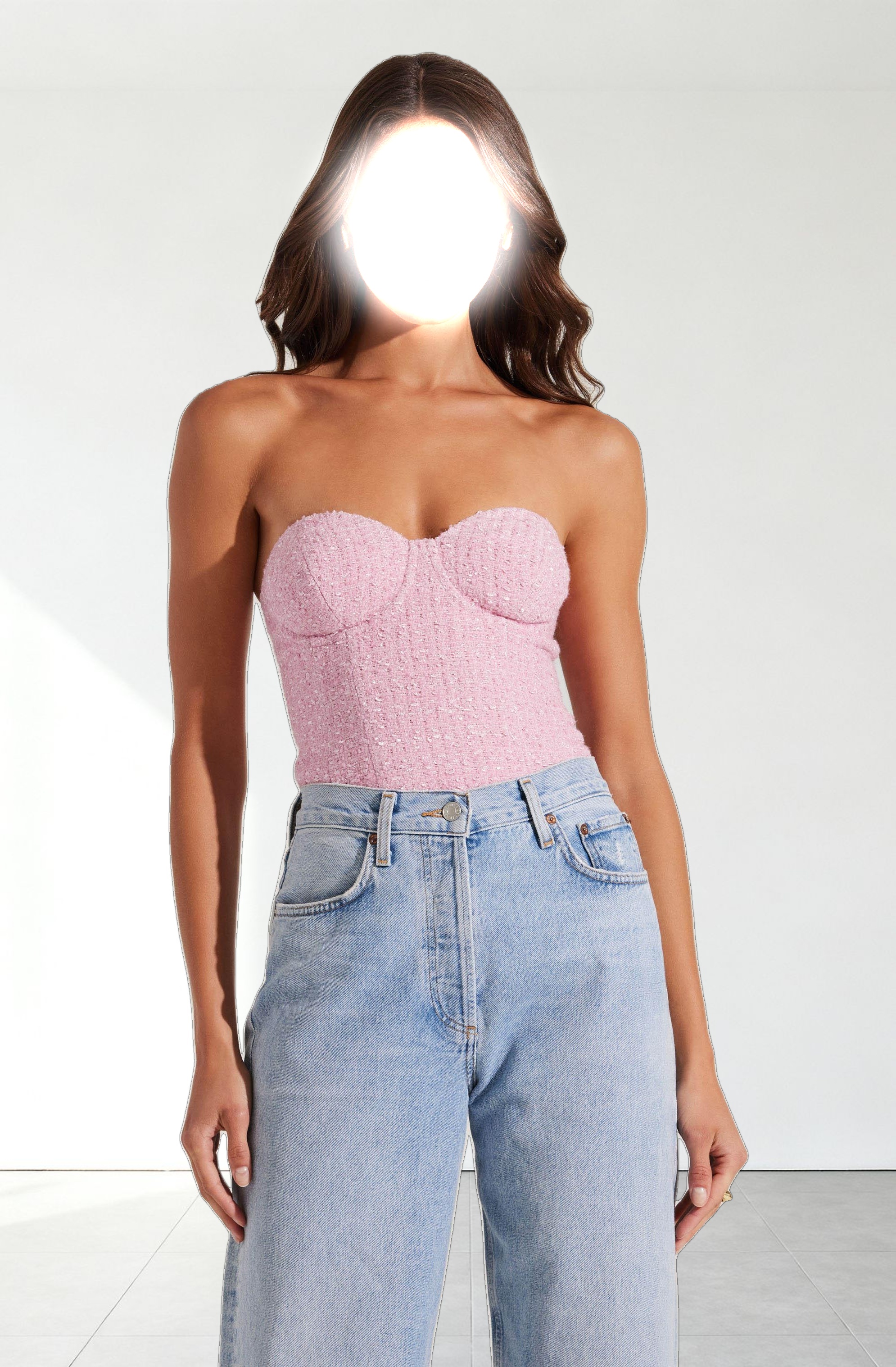 Indie Strapless Tweed Bustier Top