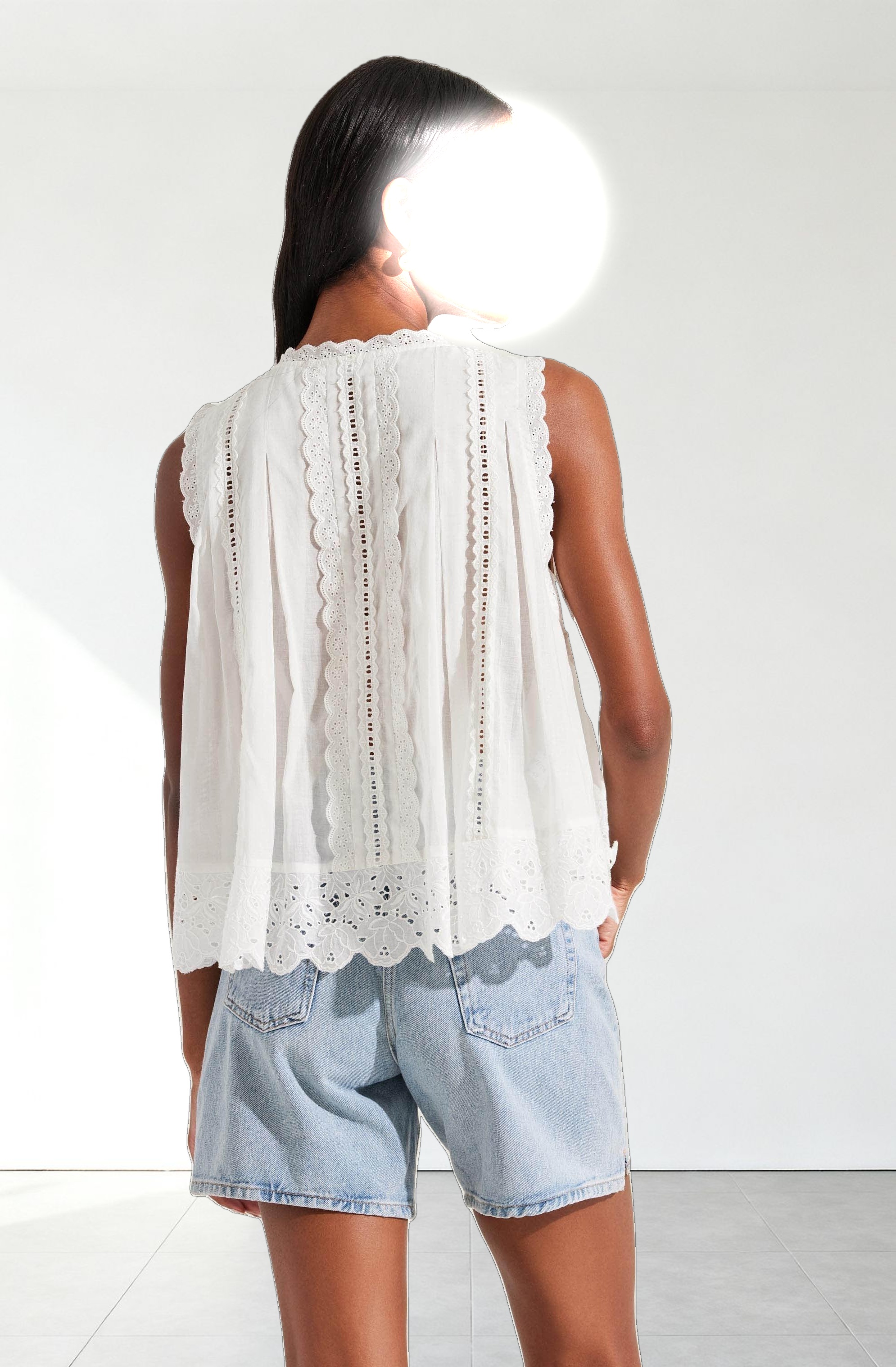 Alisa High Low Eyelet Top