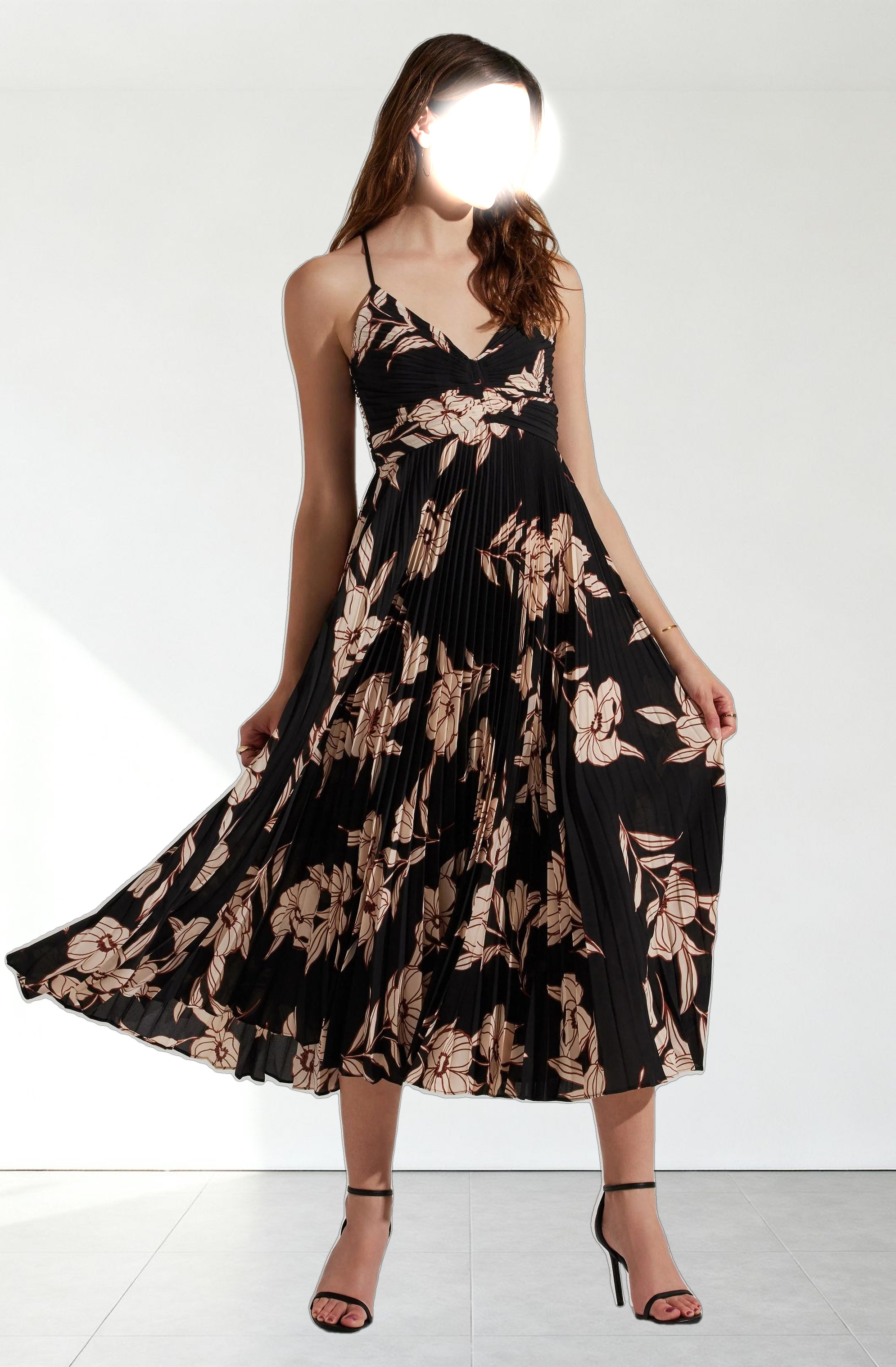 Blythe Floral Plisse Midi Dress