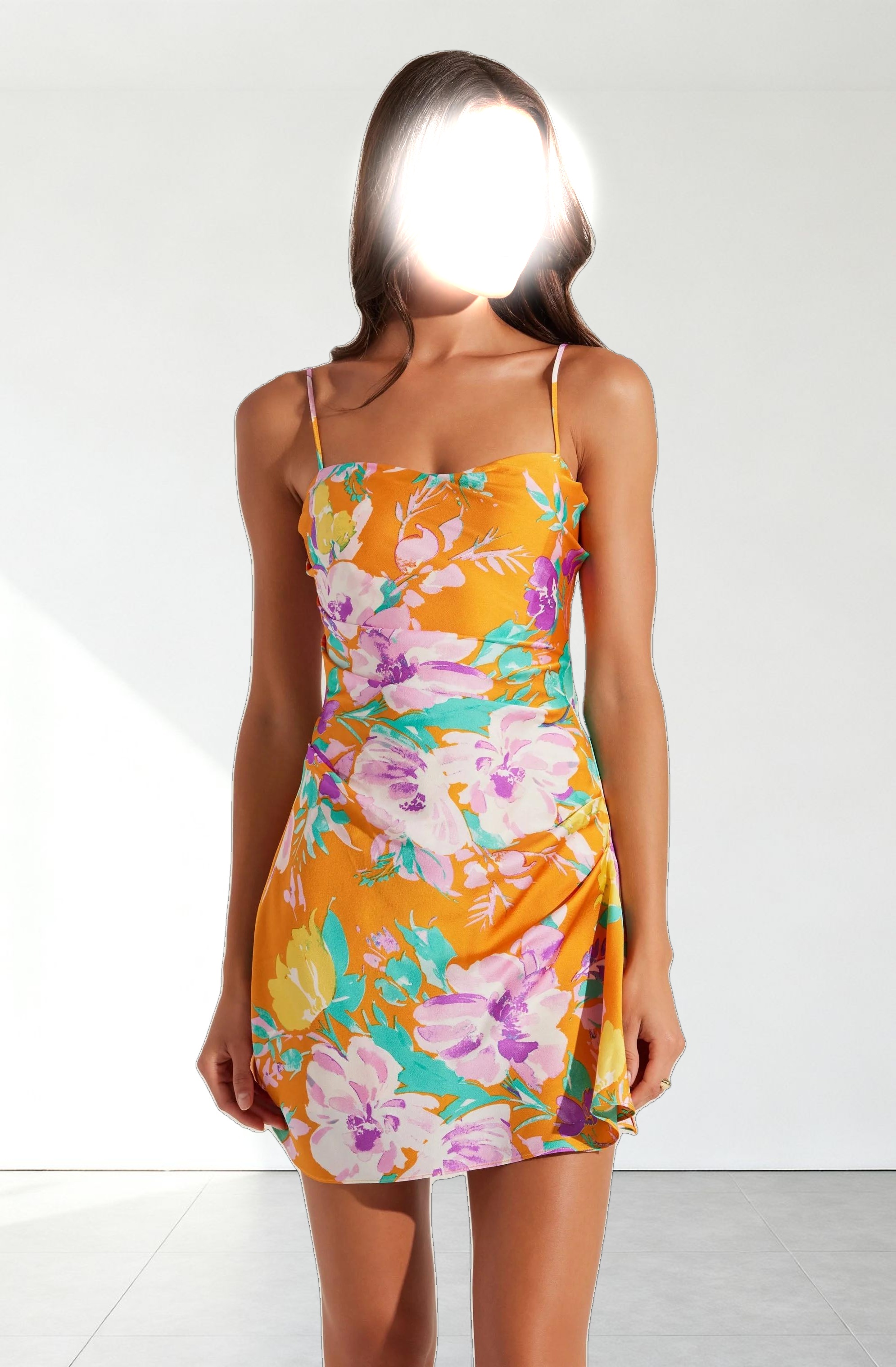 Cerinthe Satin Floral Mini Dress