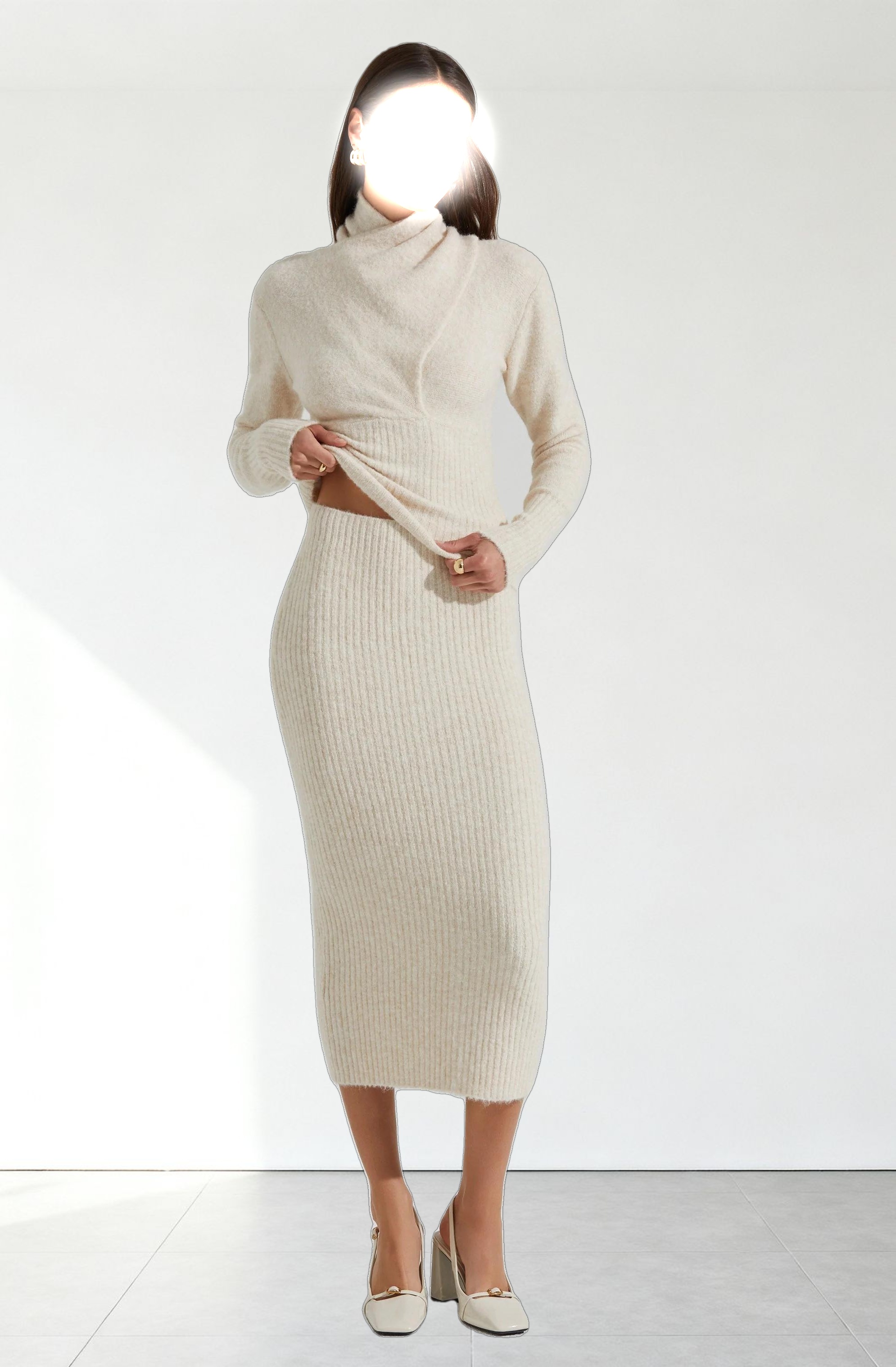 Neve High Neck Crossover Sweater