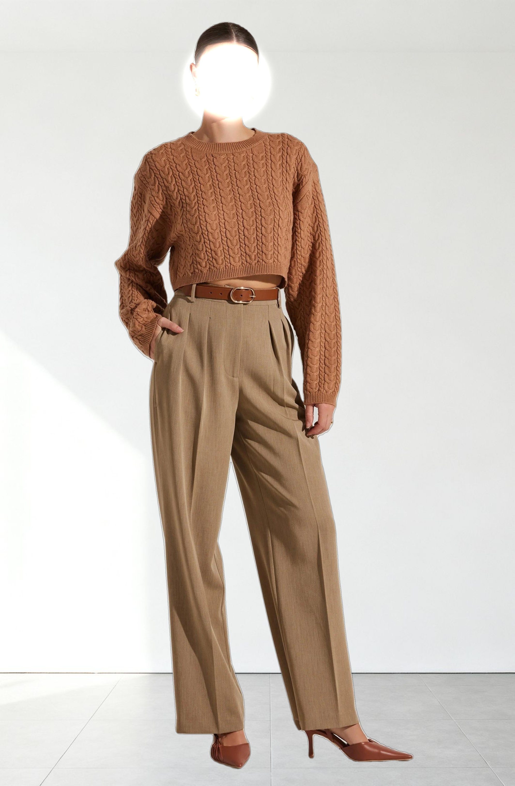 Jorah Cropped Cable Knit Sweater