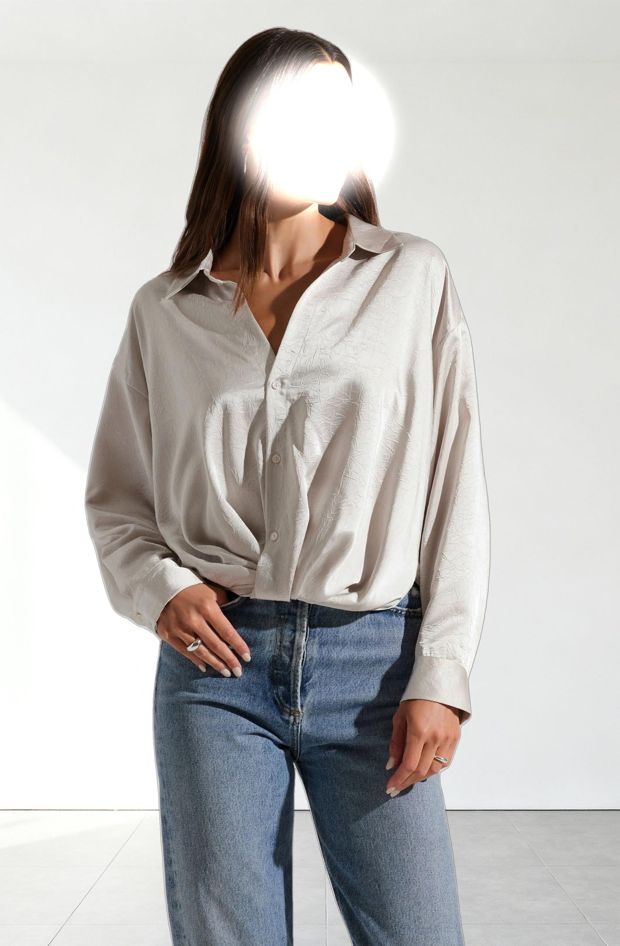 Corrine Satin Button Down Top