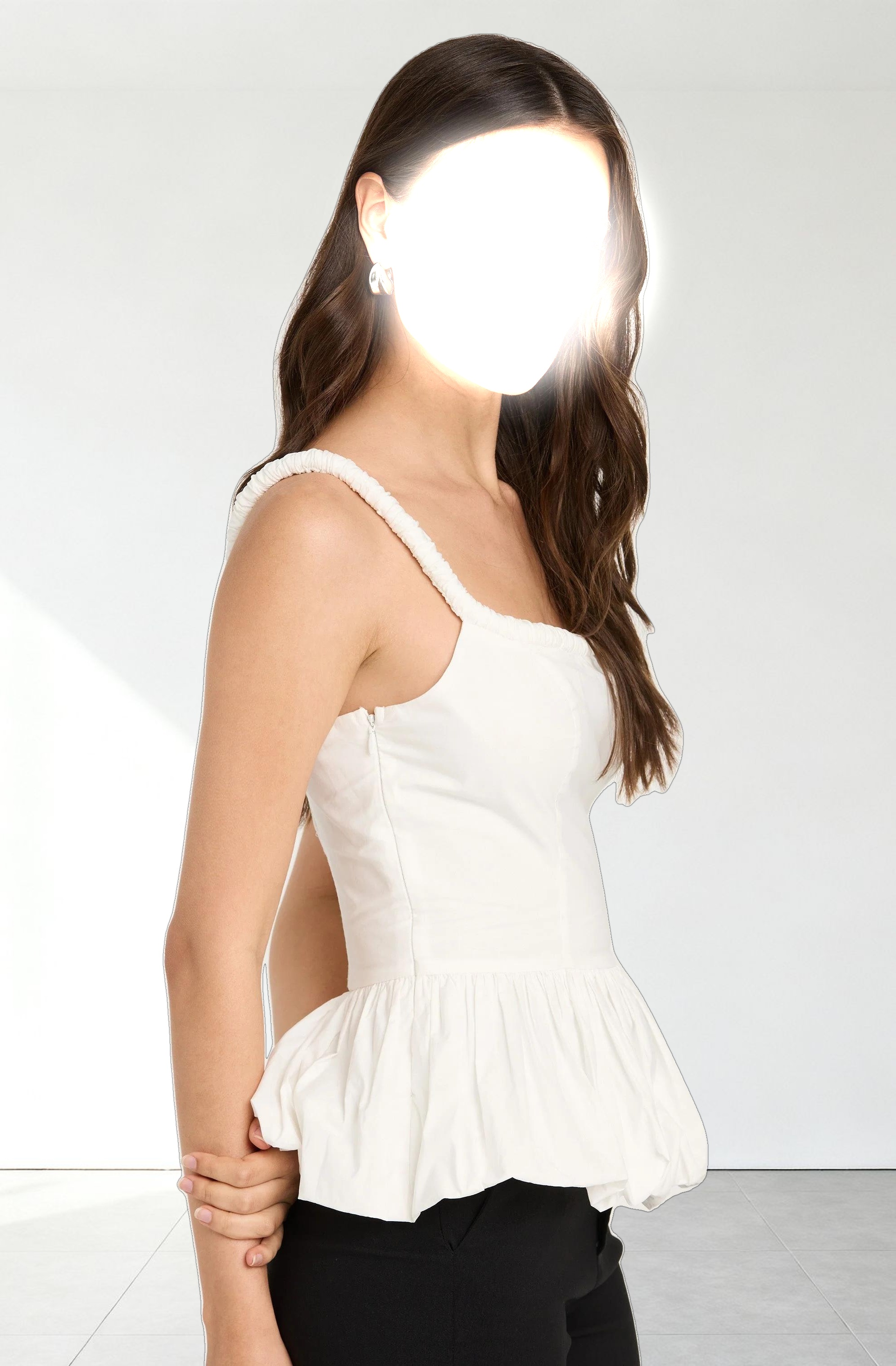 Sleeveless Bubble Hem Peplum Top