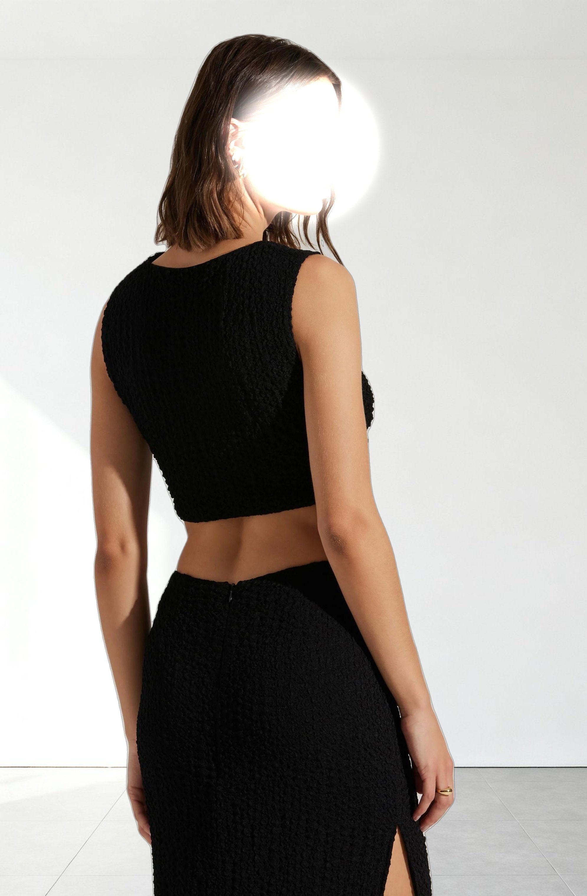 Keely Textured Sleeveless Crop Top