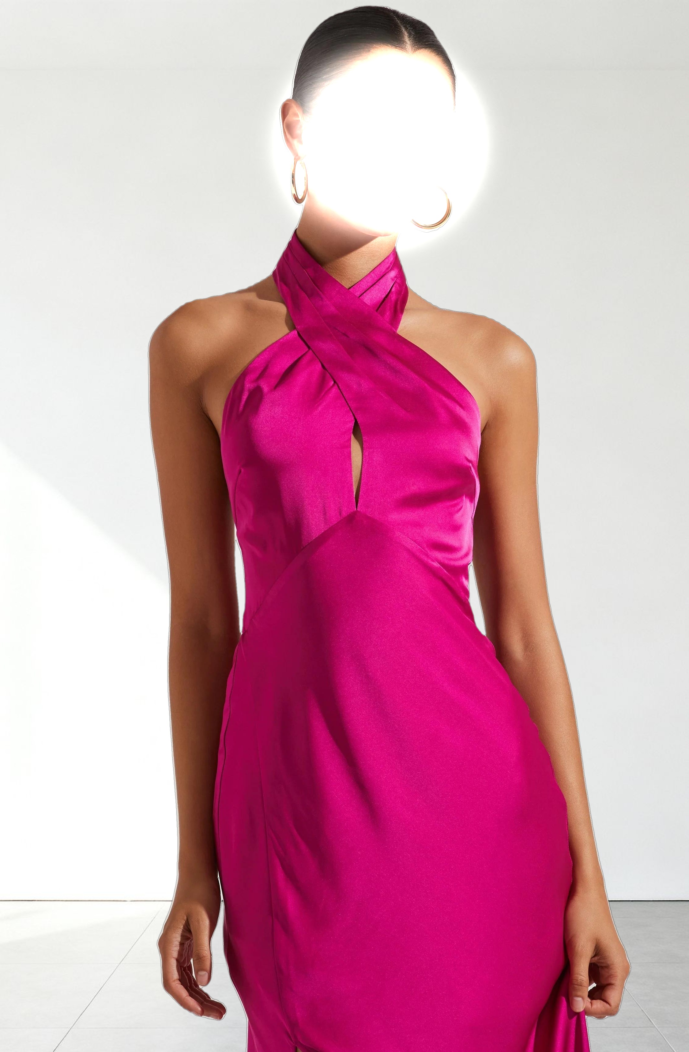 Marissa Satin Halter Neck Midi Dress