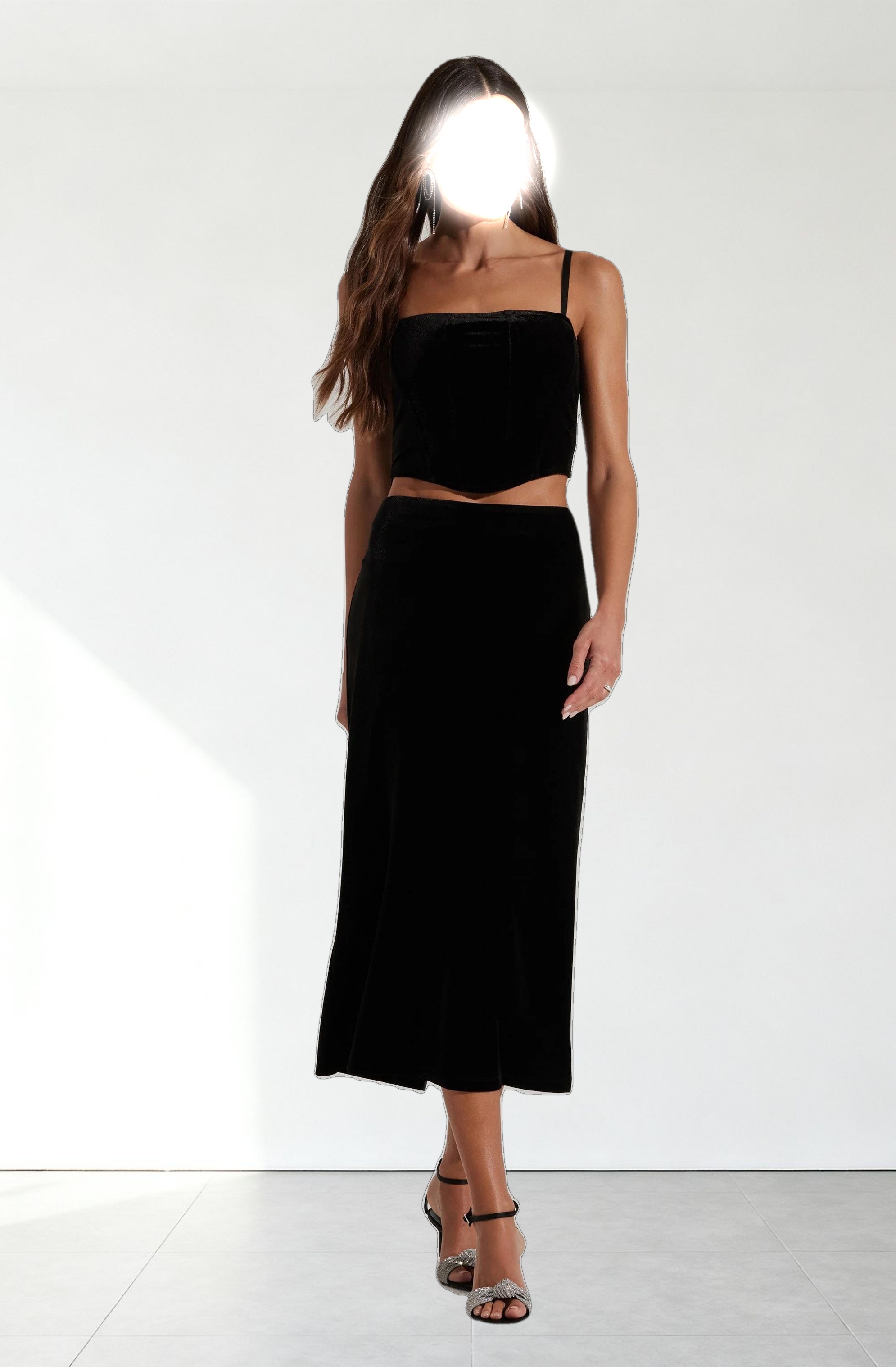 Velvet Midi A-Line Skirt