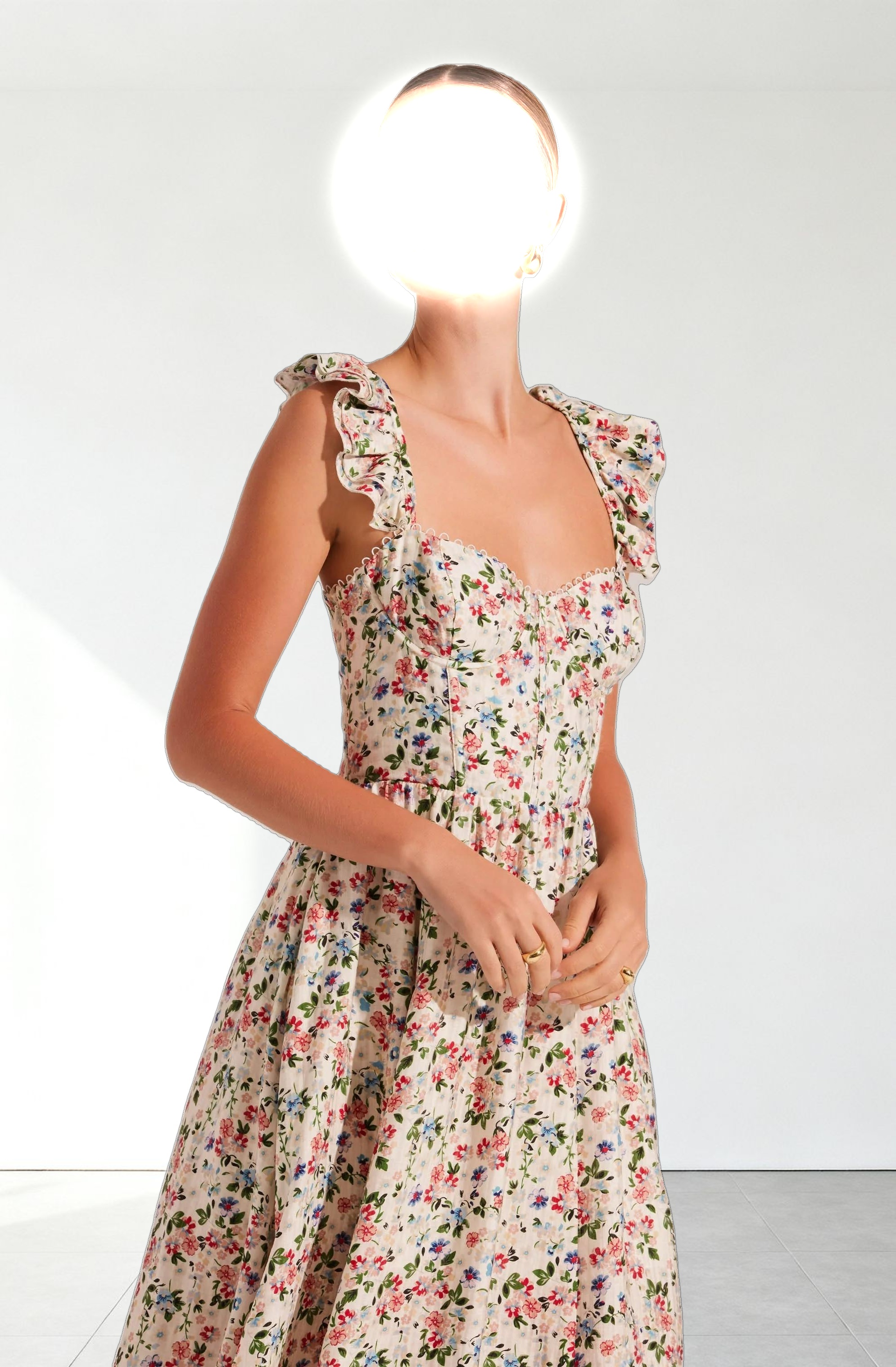 Wedelia Floral Bustier Midi Dress