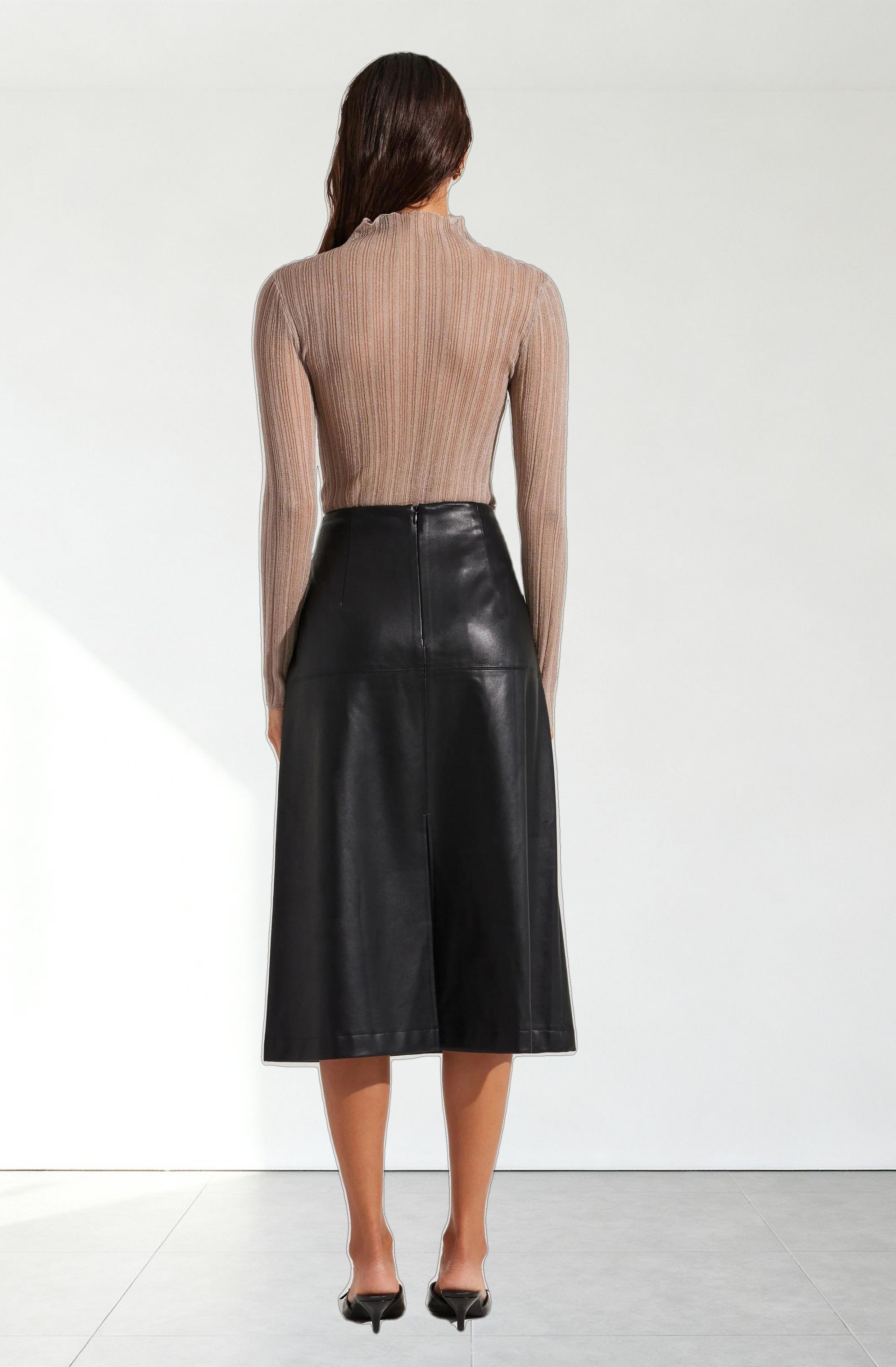 Mock Neck Mesh Contrast Top