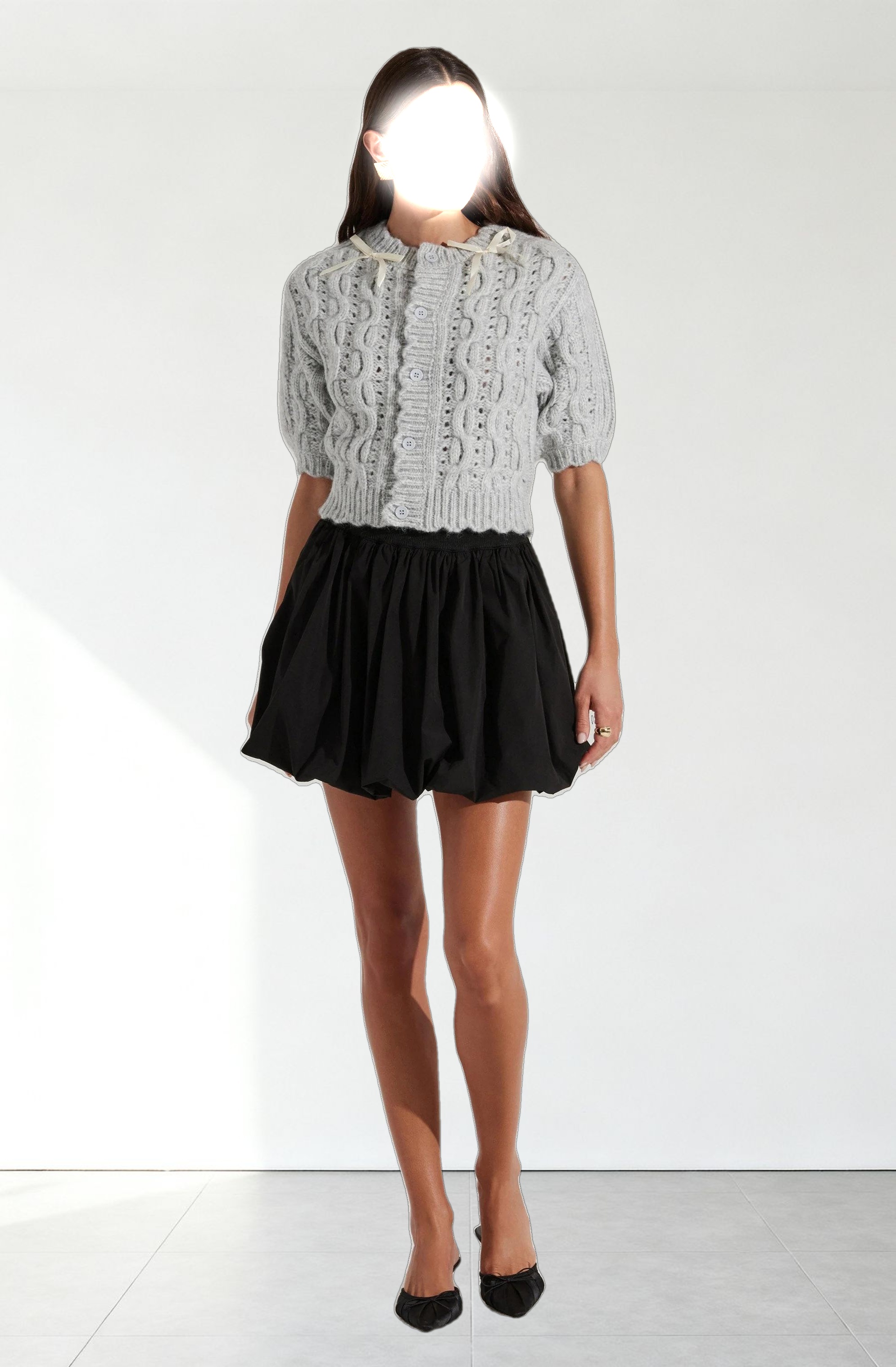 Bow Detail Cable Knit Cardigan