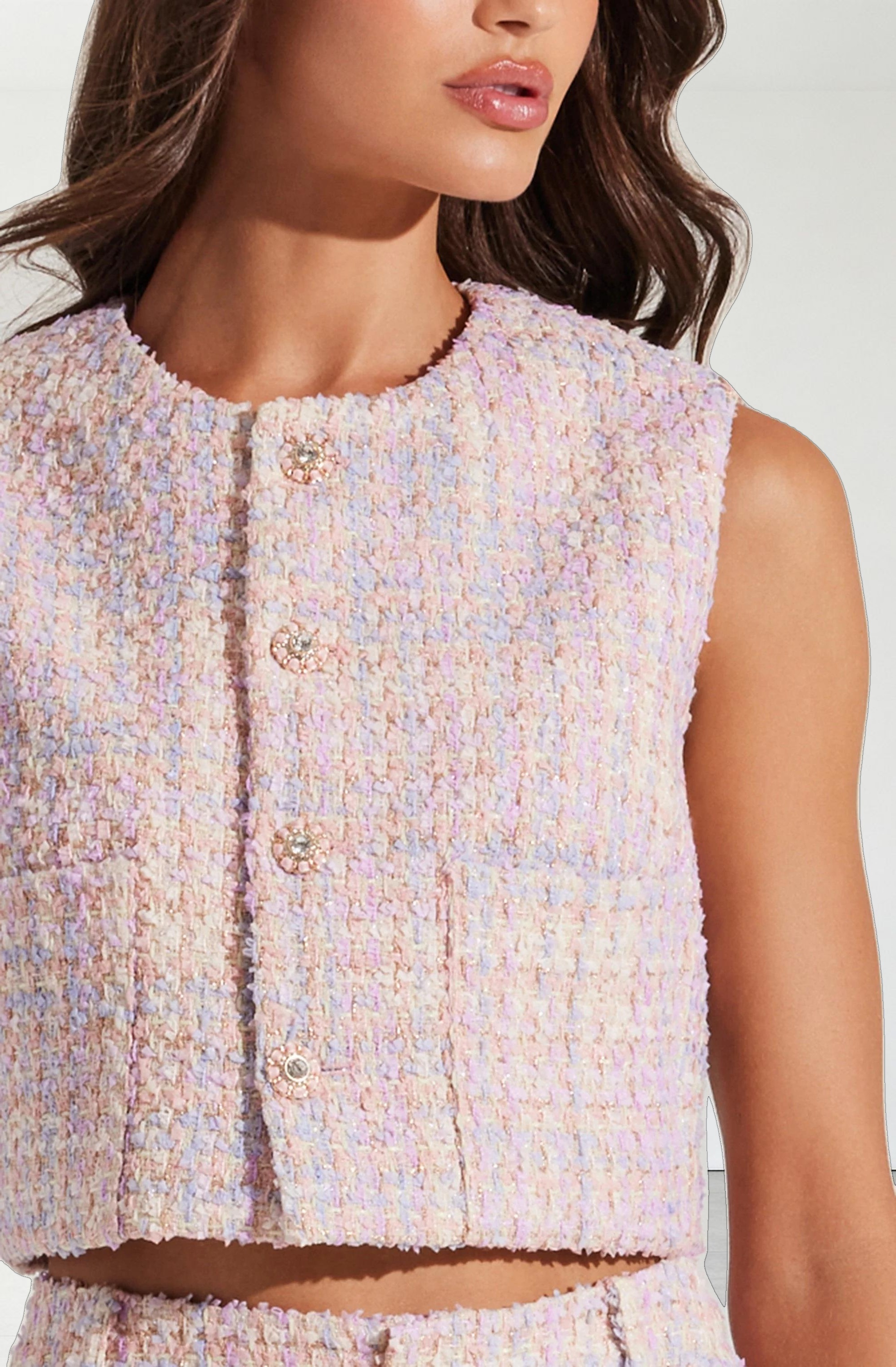 Wynn Cropped Tweed Vest