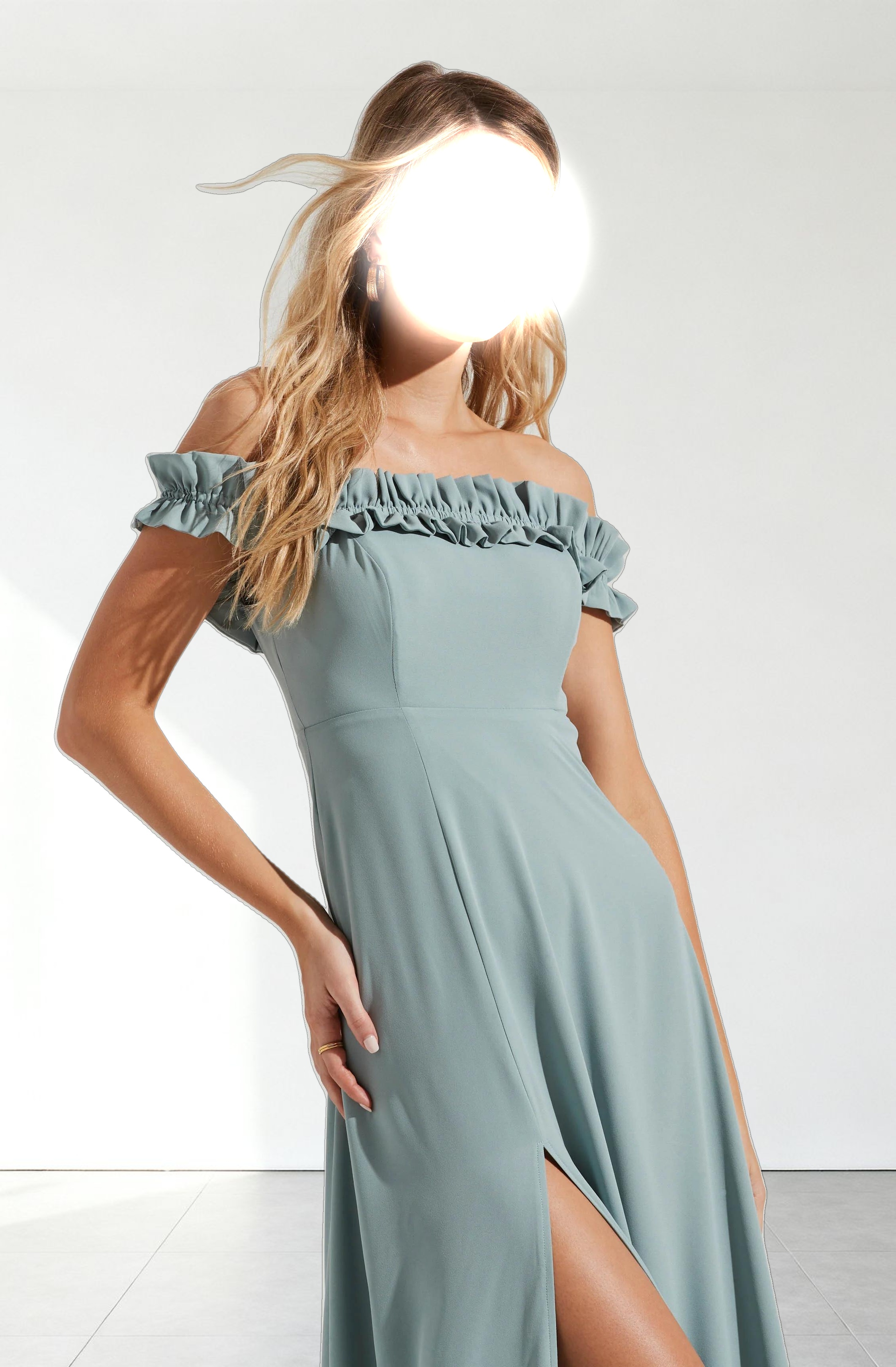 Venetia Off Shoulder Ruffle Trim Maxi Dress