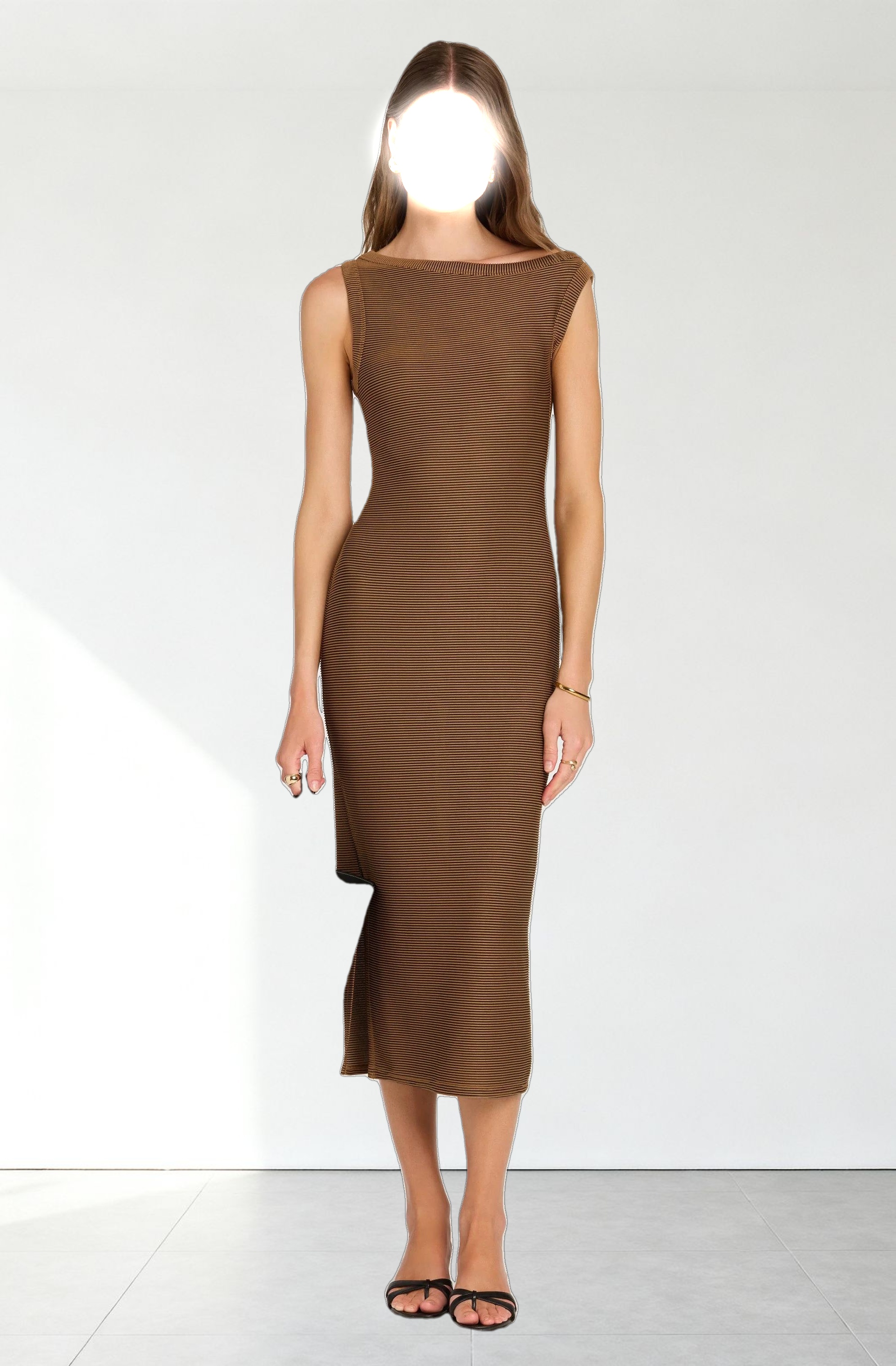 Off Shoulder Ribbed Knit Dress