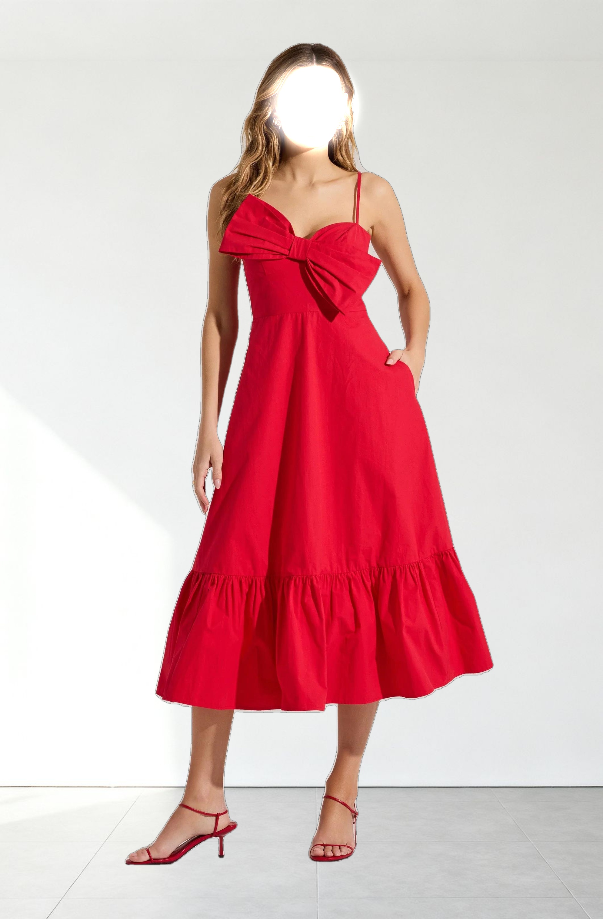 Asymmetrical Bow Midi Dress