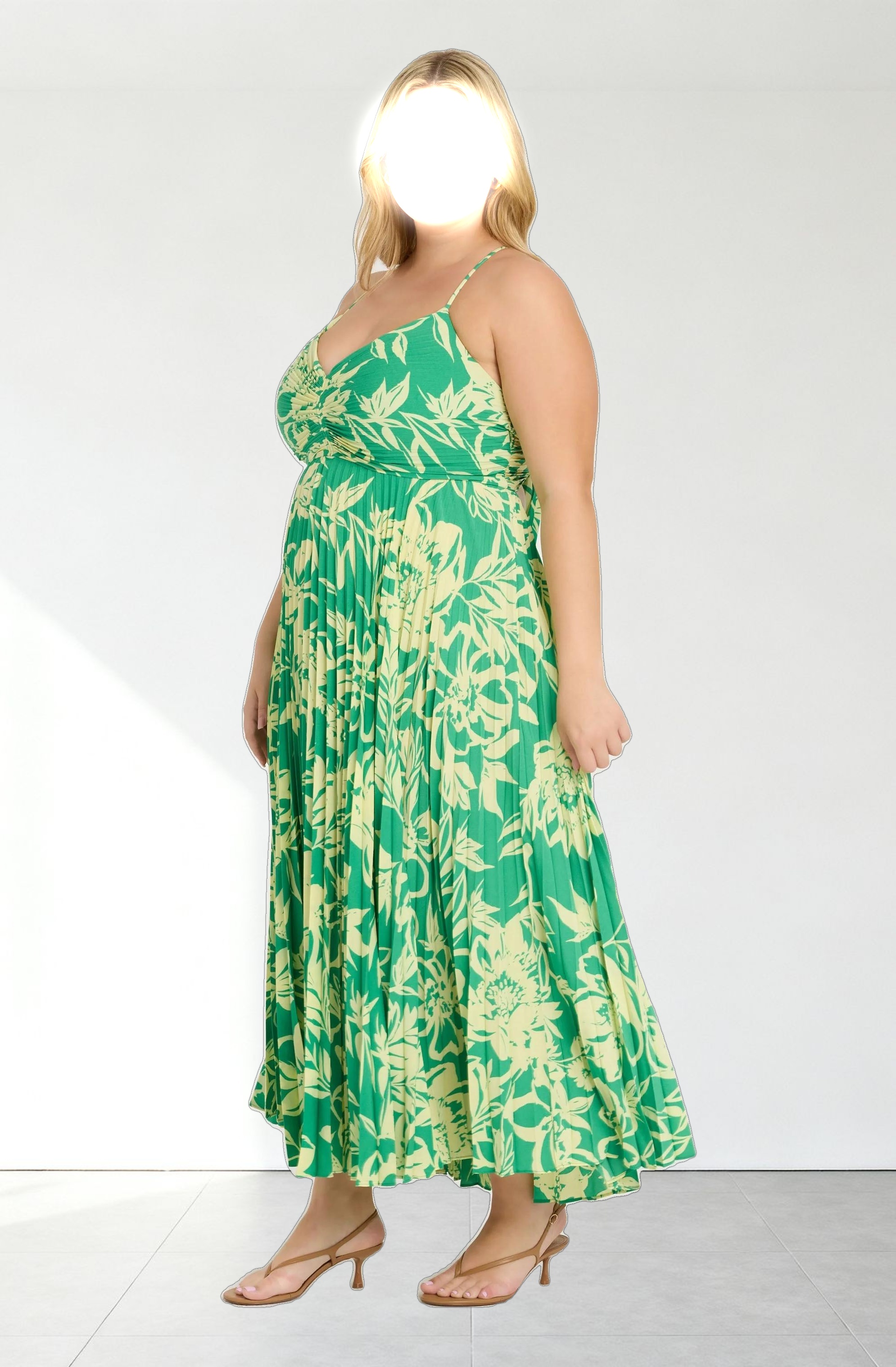 Blythe Floral Plisse Midi Dress