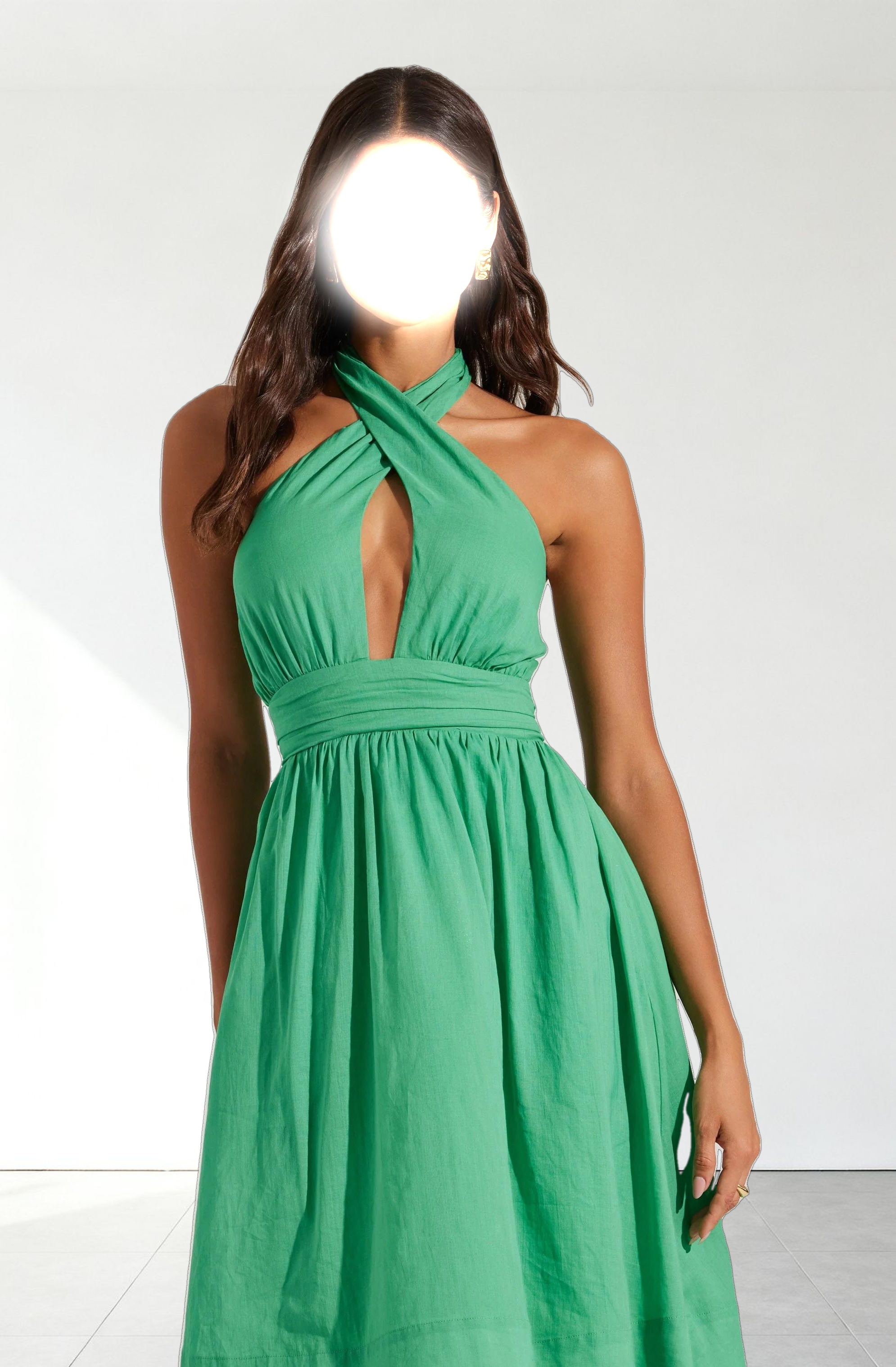 Kalia Crossover Halter Mini Dress