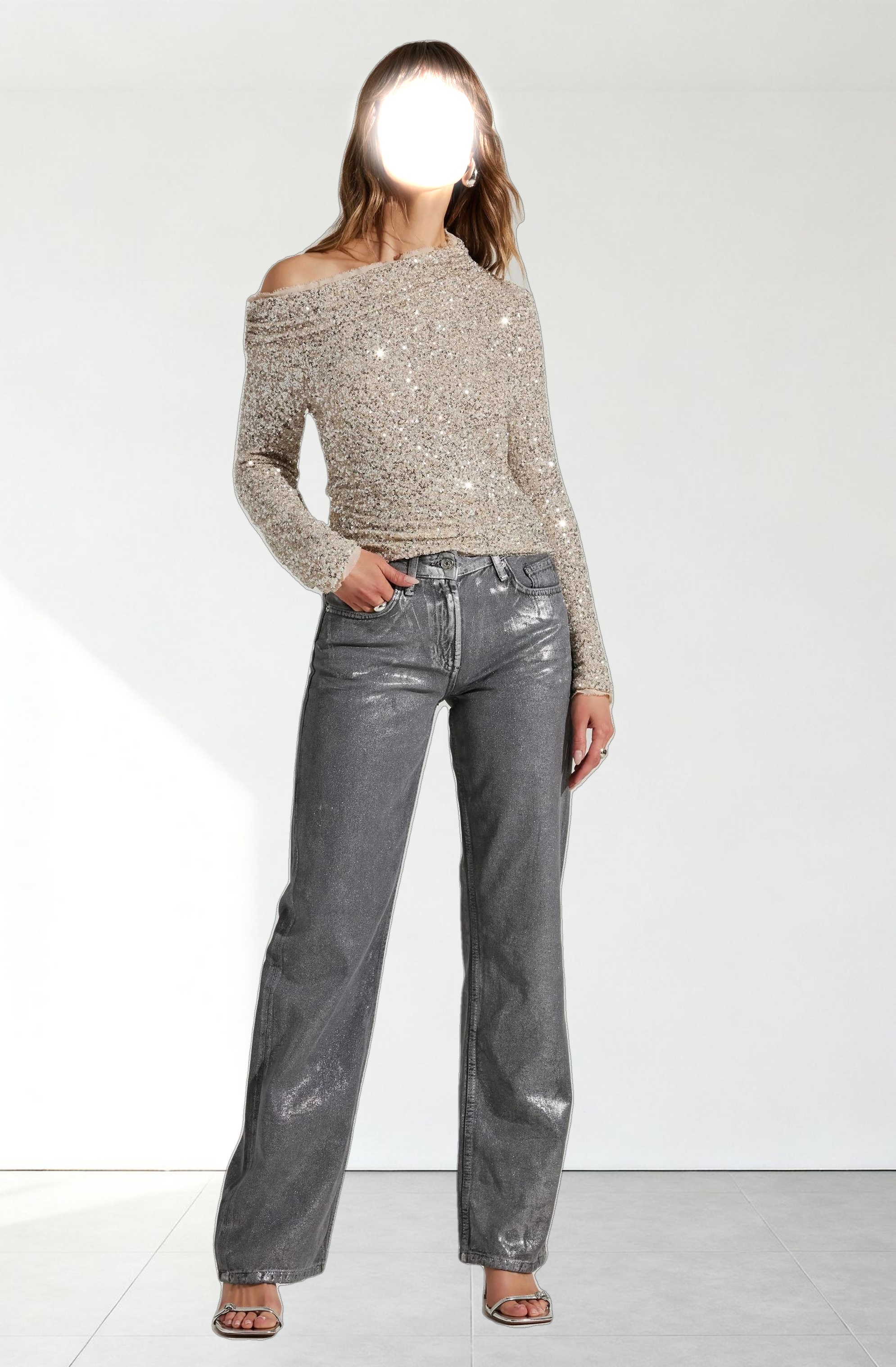 Icyln Sequin Off Shoulder Top