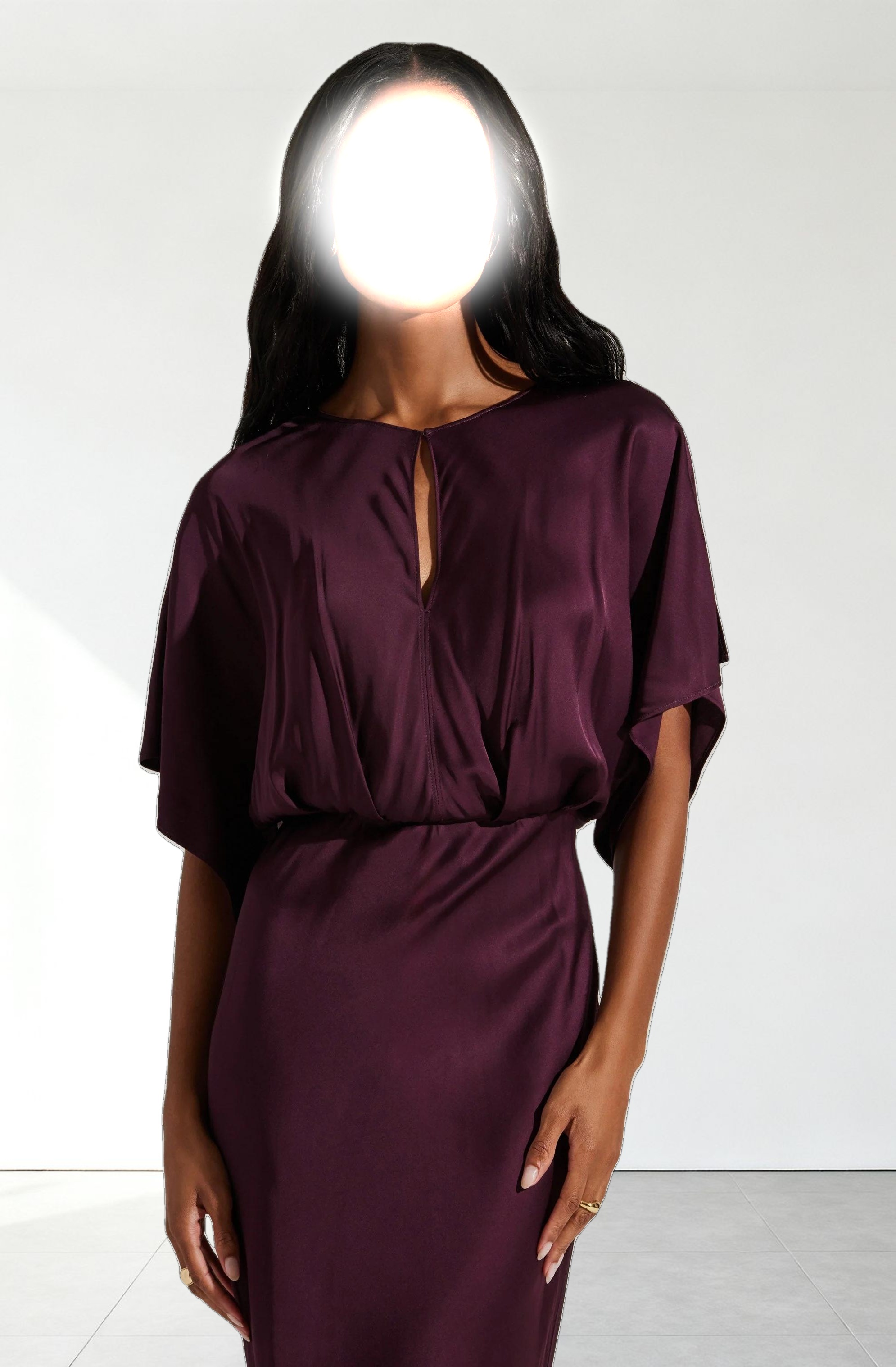 Angelle Satin Dolman Maxi Dress