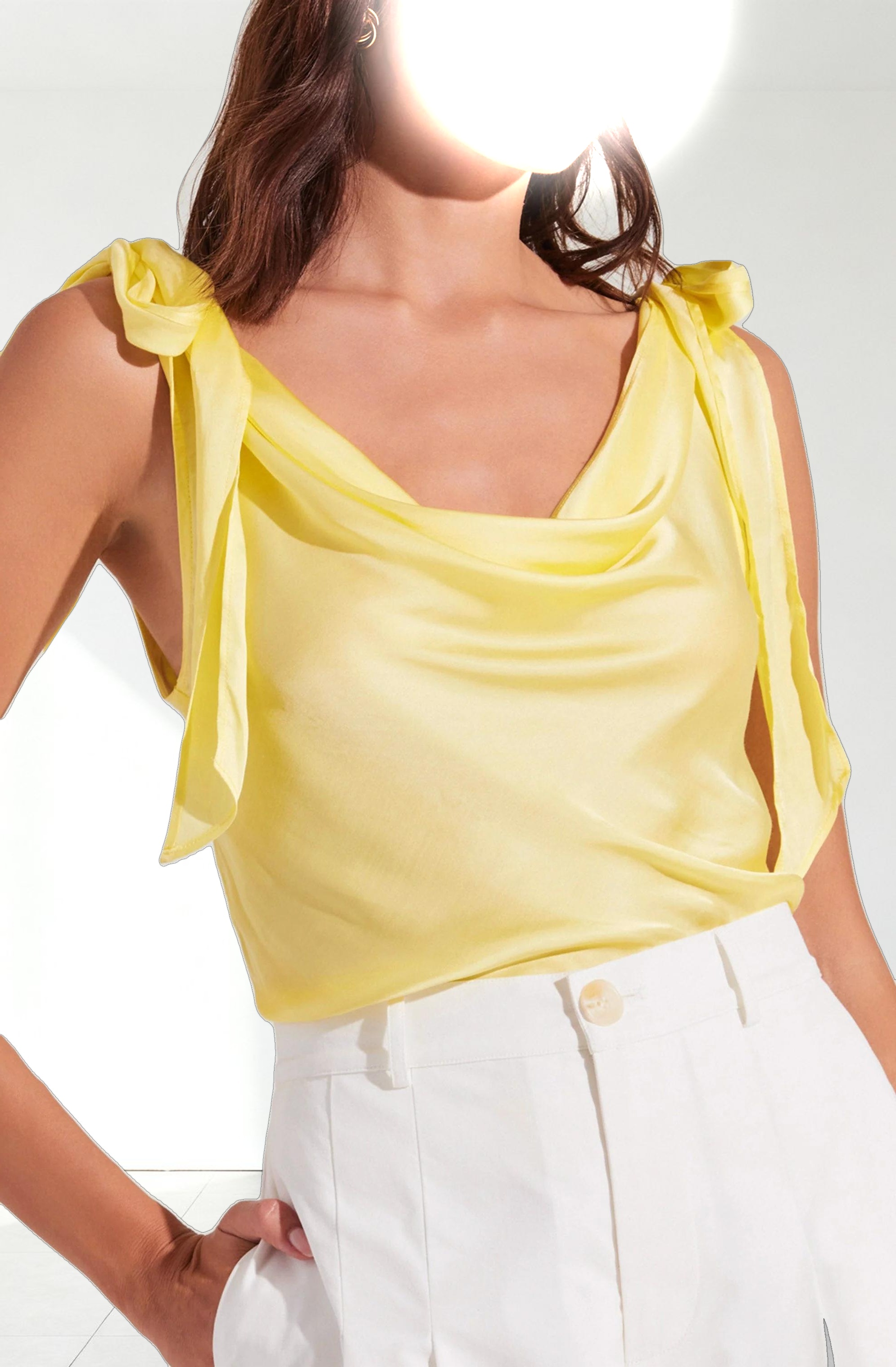 Allexina Satin Cowl Neck Top