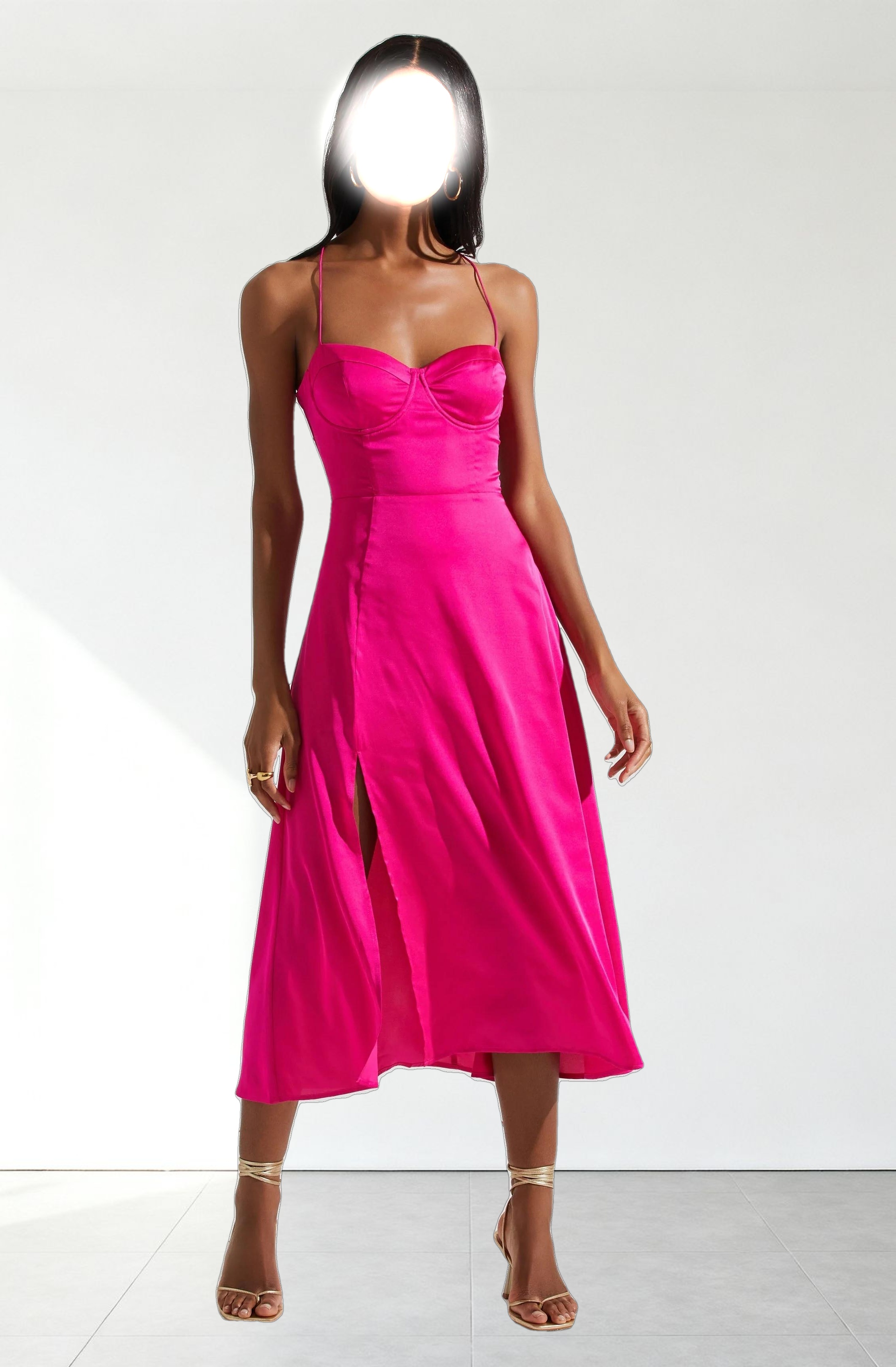 Gala Bustier Cross Strap Midi Dress