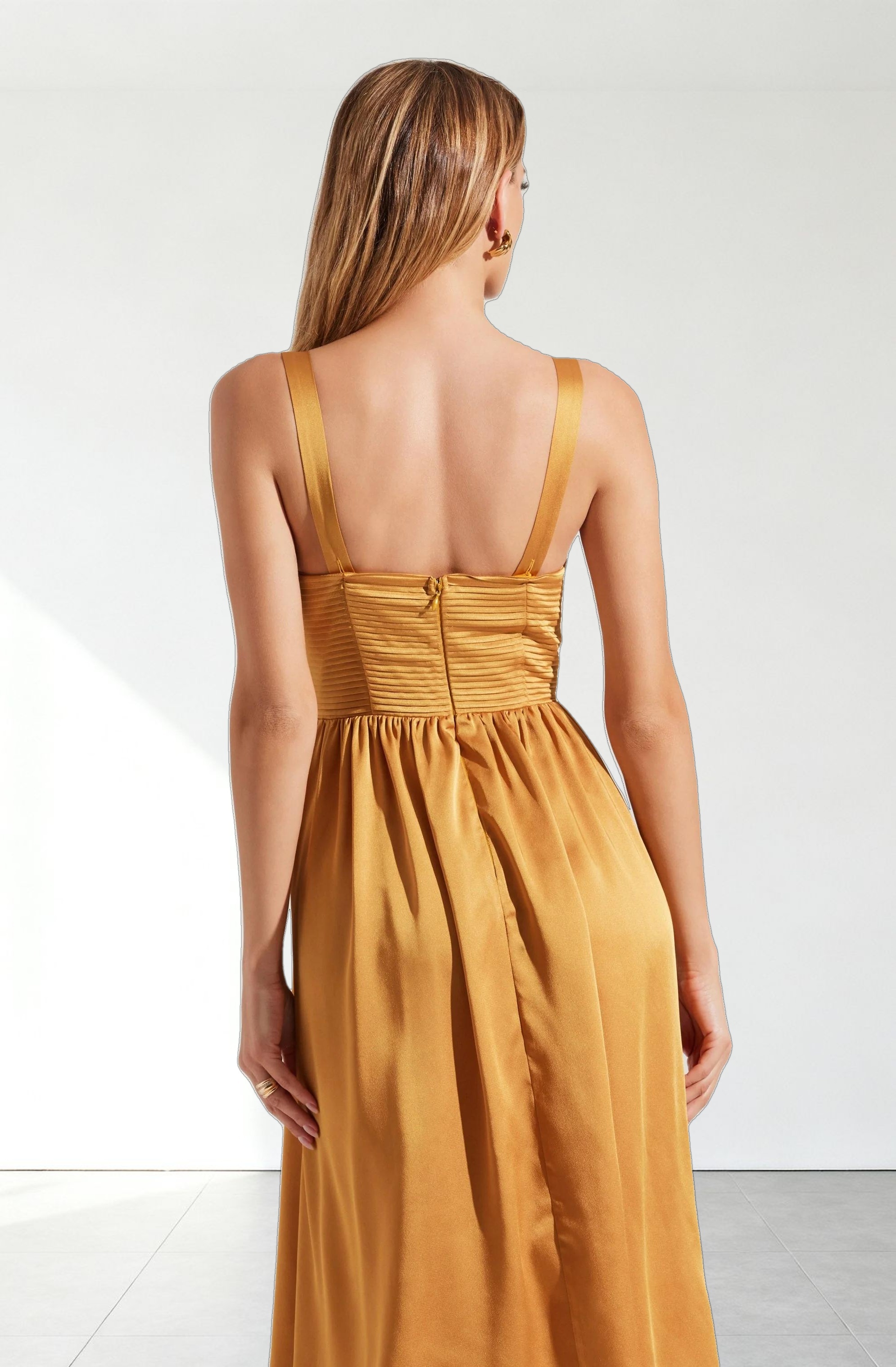 Pleated Bustier Midi Dress