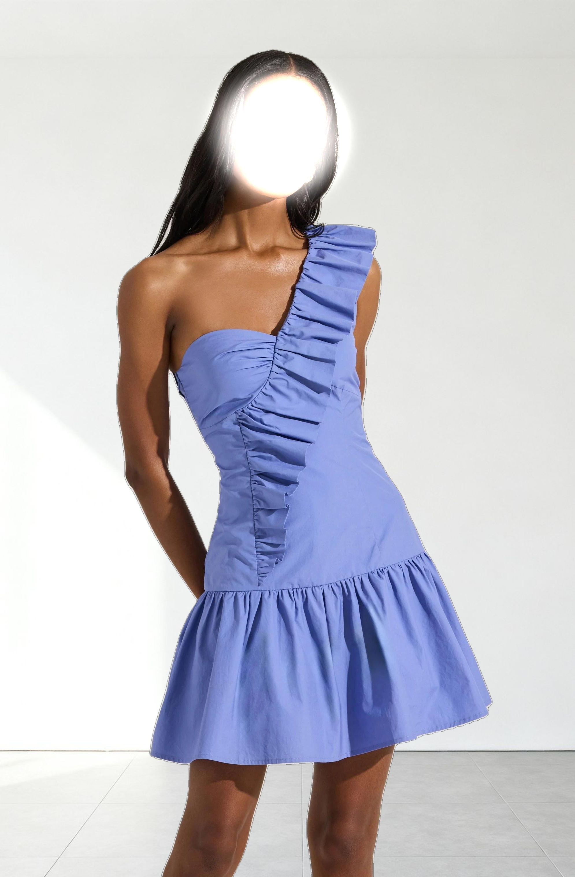 One Shoulder Ruffle Mini Dress