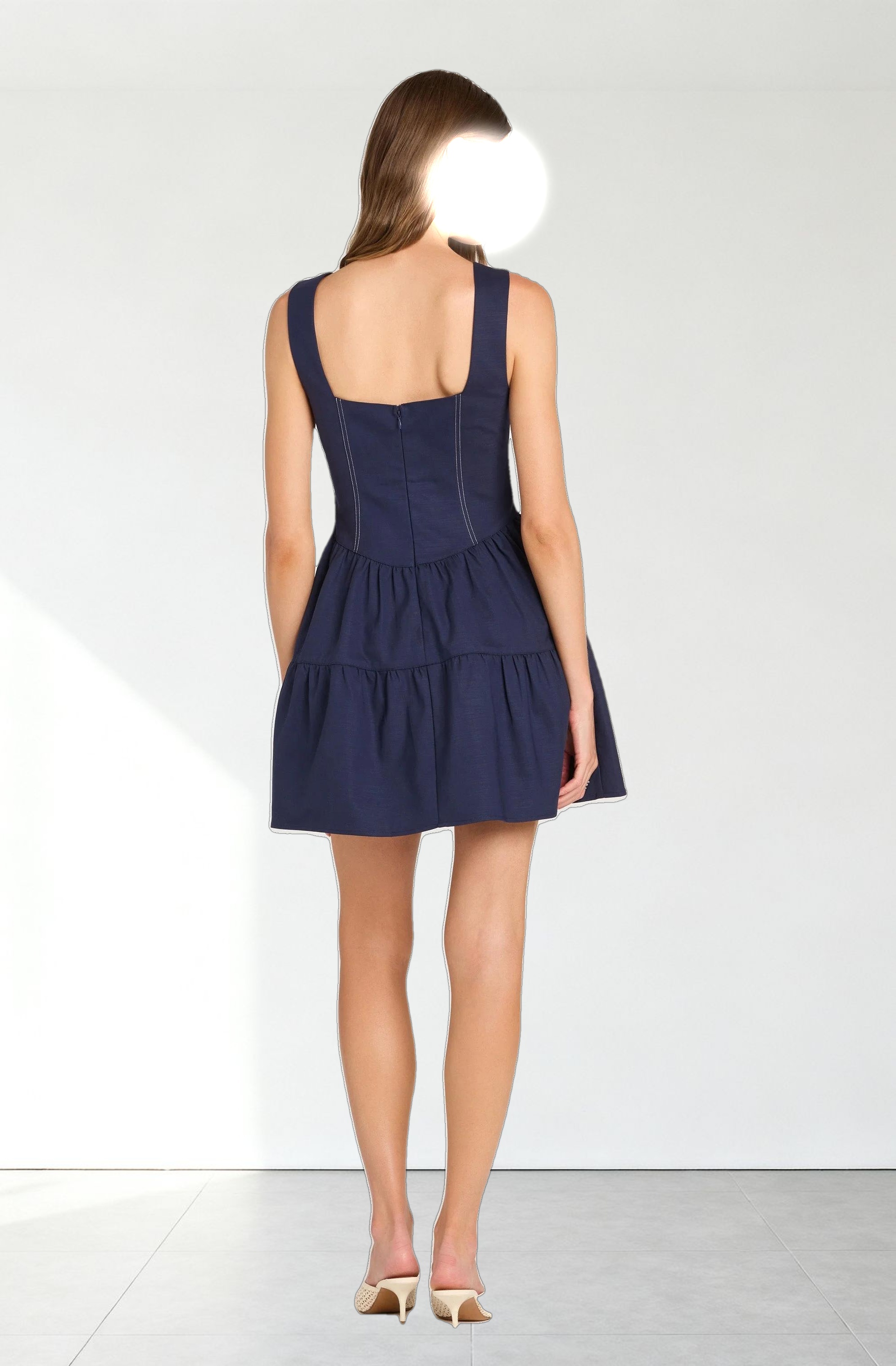 Tiered Stitch Detail Mini Dress