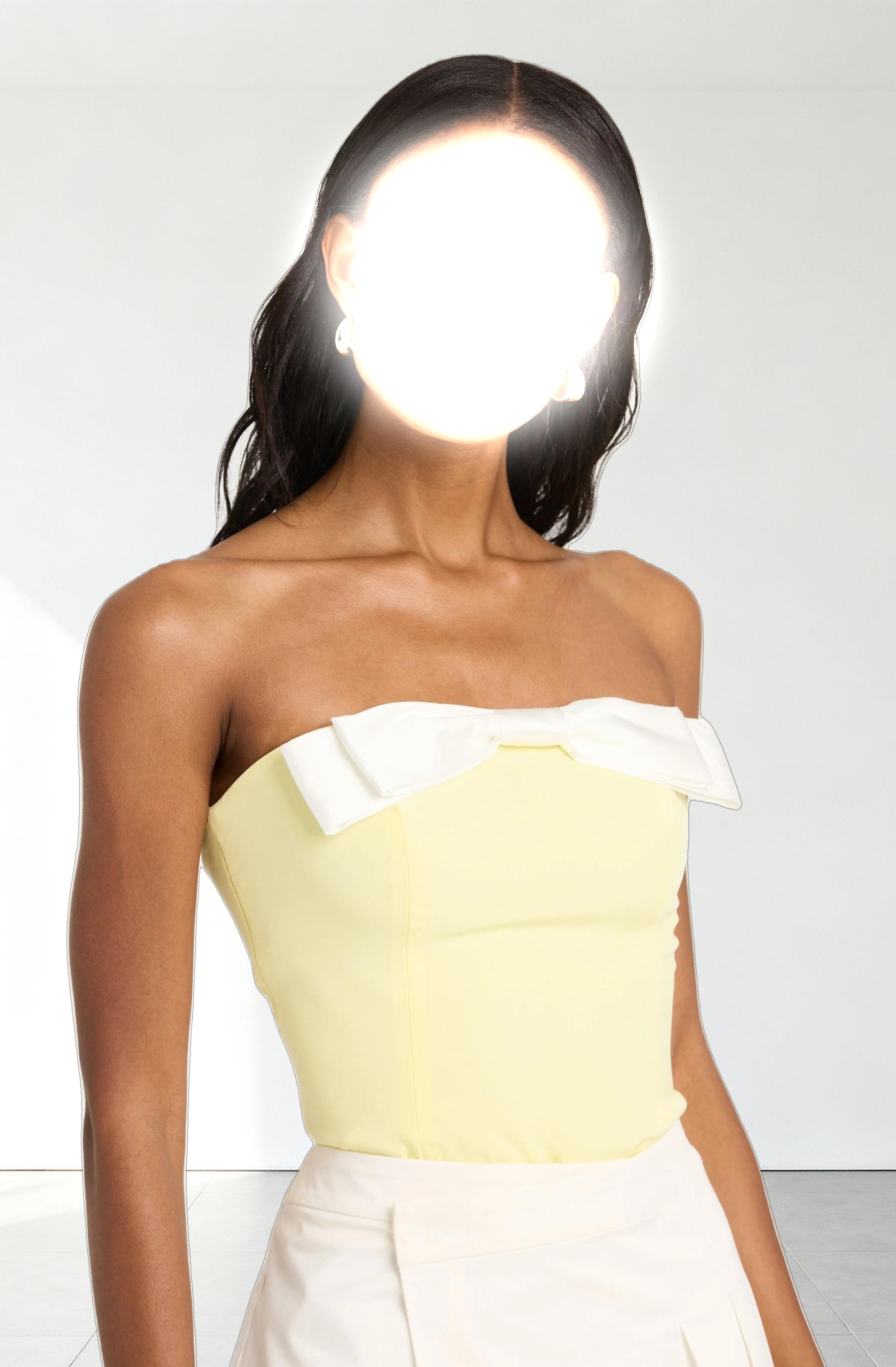 Contrast Bow Strapless Top