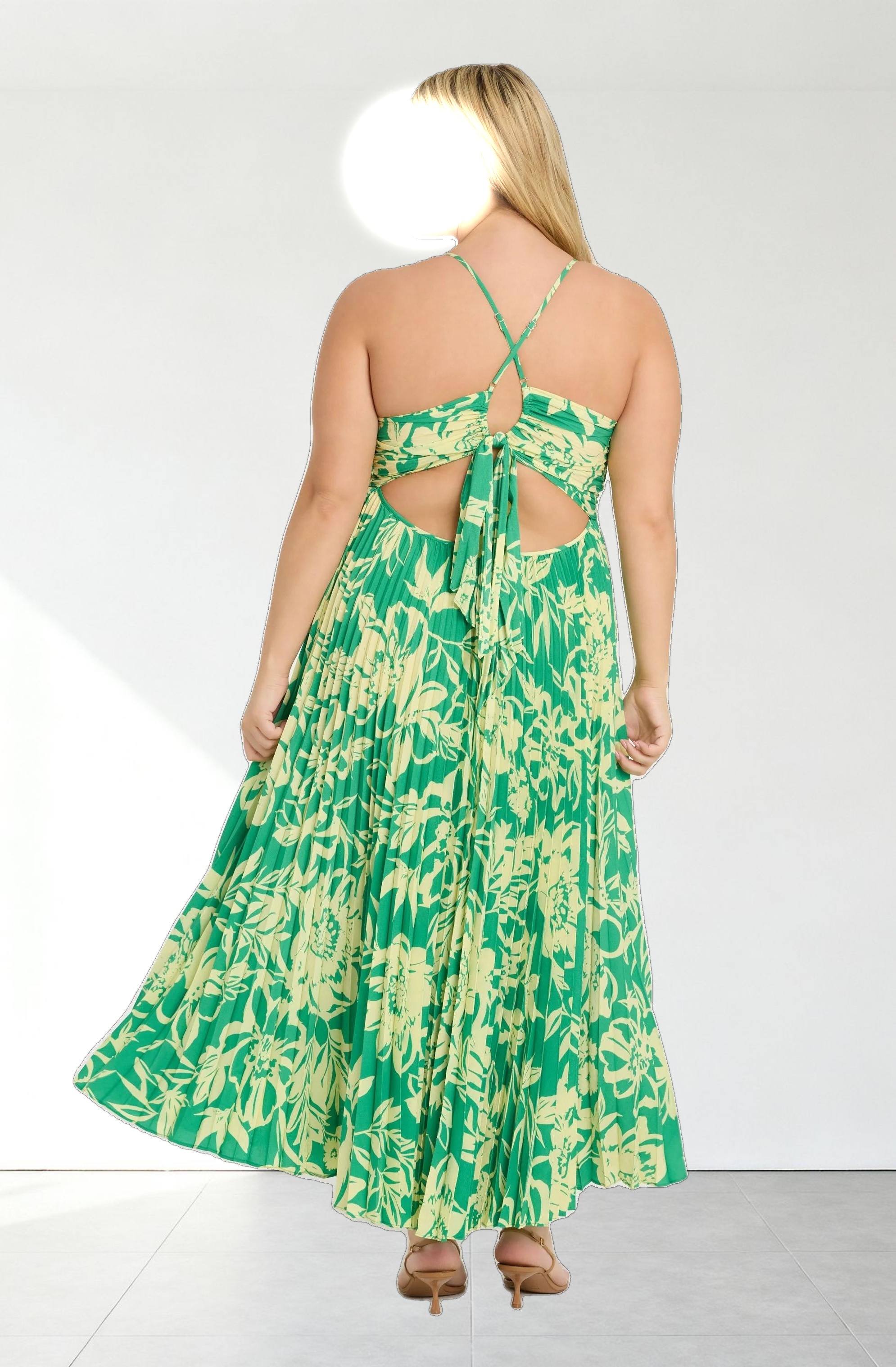 Blythe Floral Plisse Midi Dress