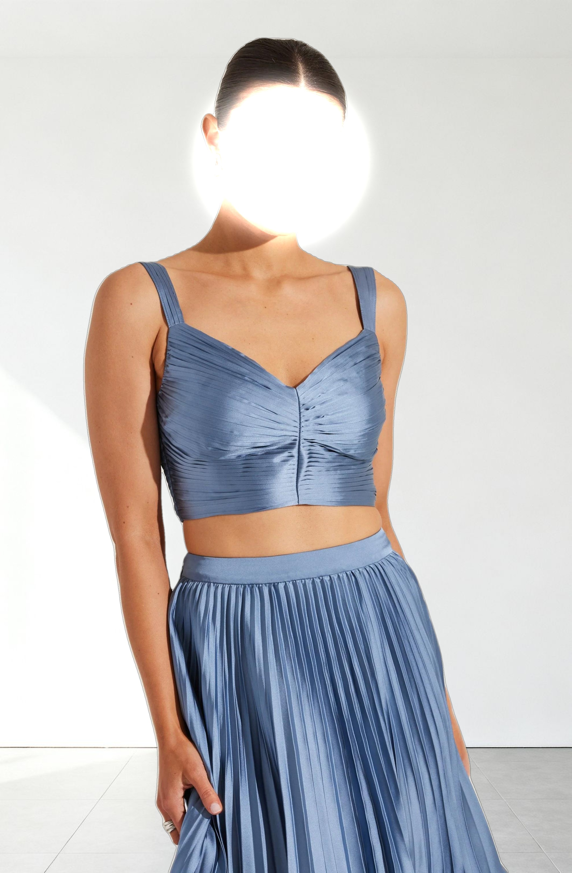 Satin Pleated Crop Top