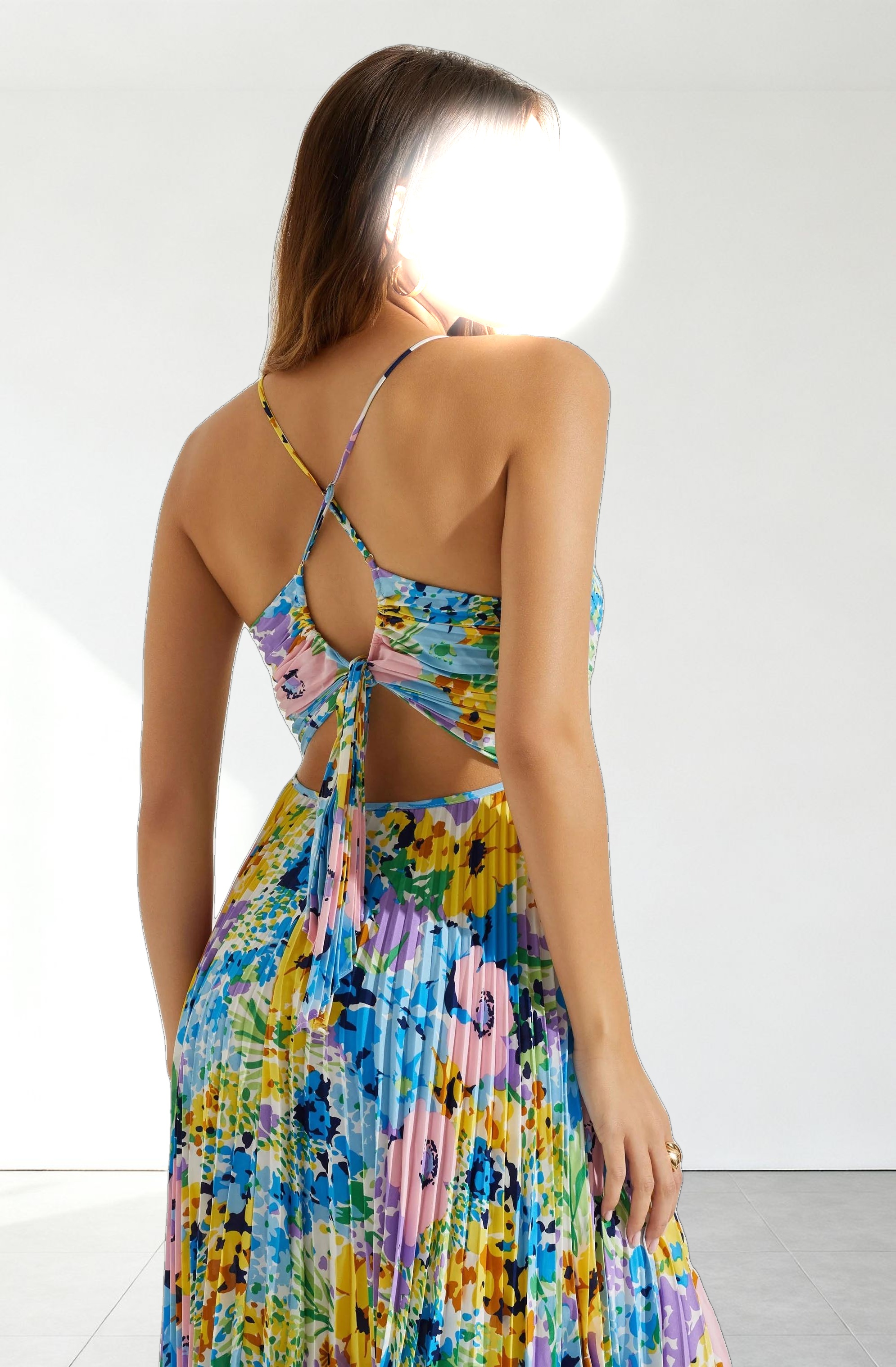 Blythe Floral Plisse Midi Dress