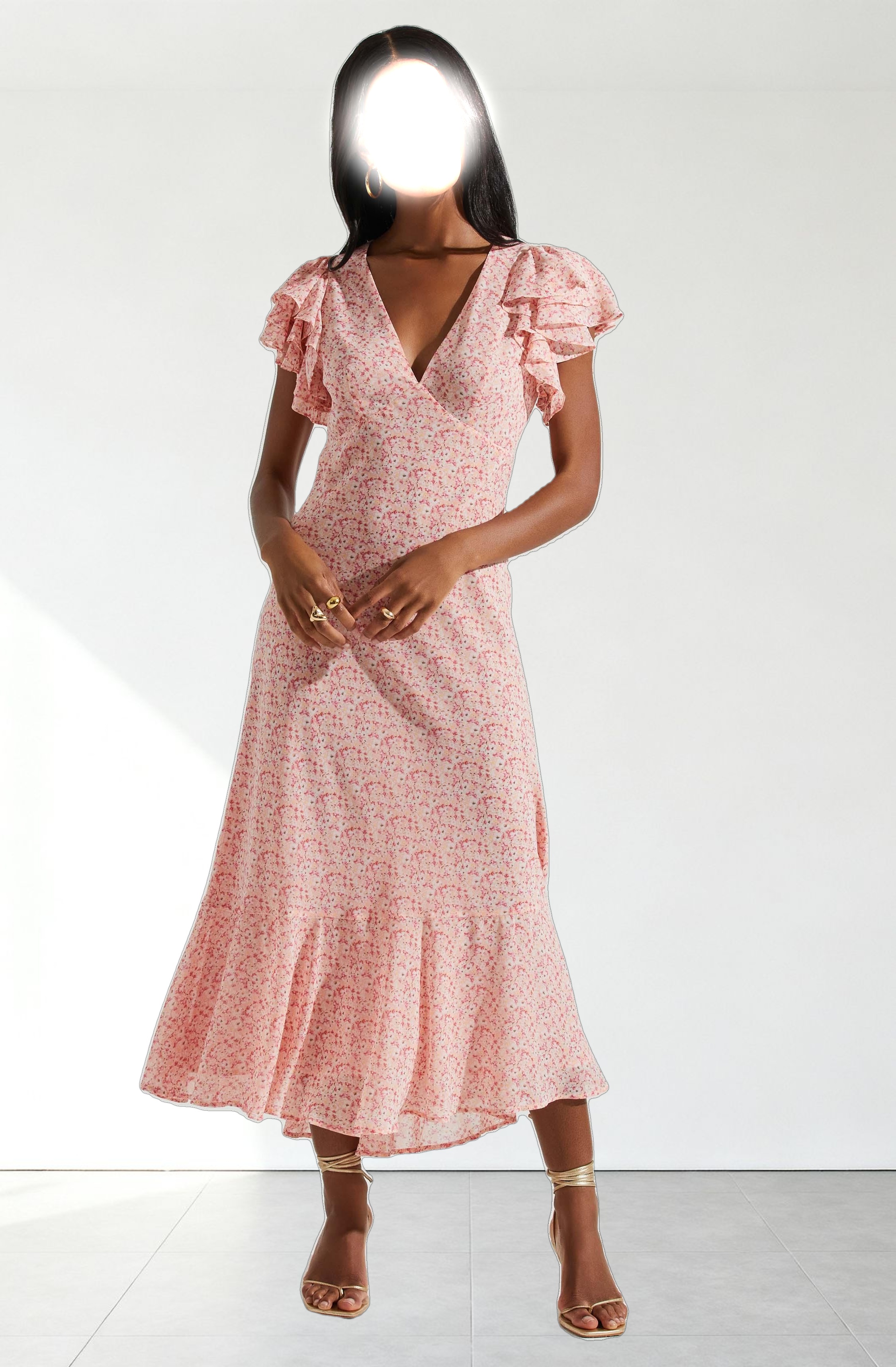 Celestine Floral Ruffle Midi Dress