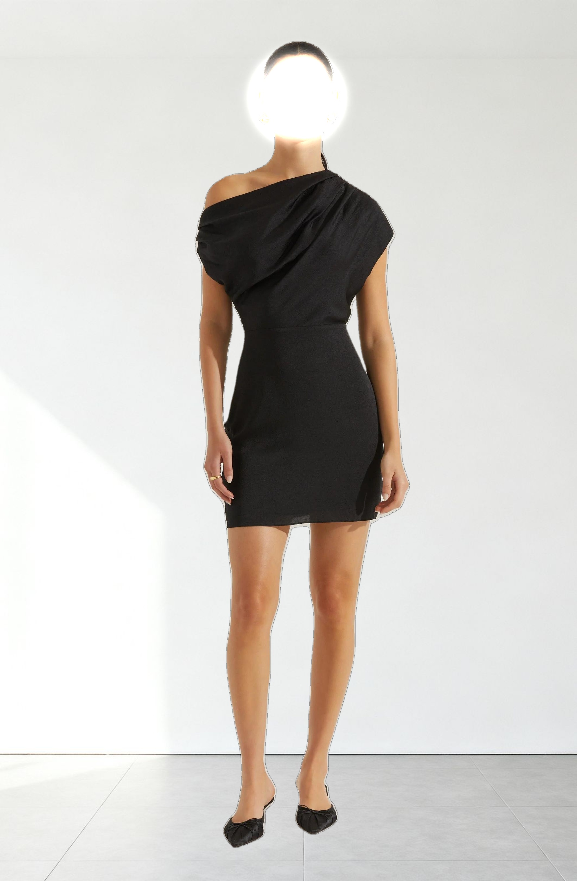 Draped Off Shoulder Mini Dress