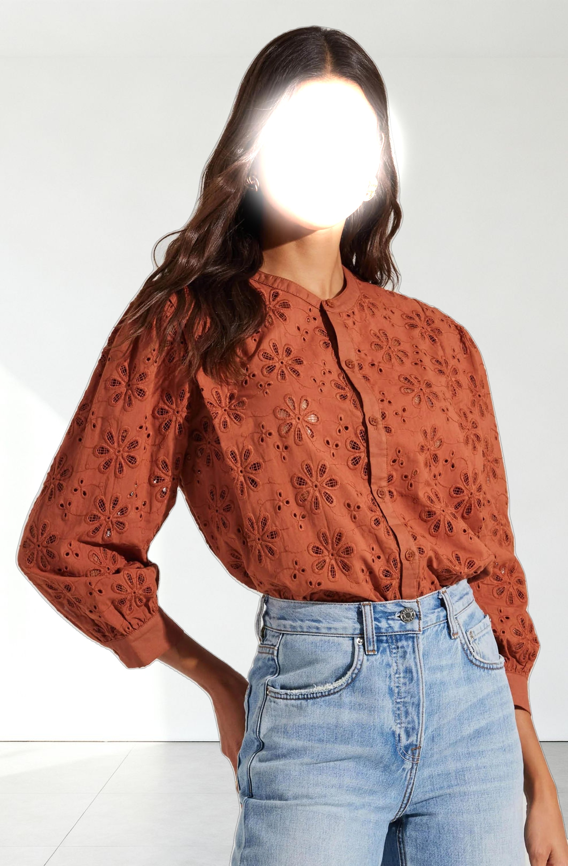 Savanna Eyelet Button Up Top