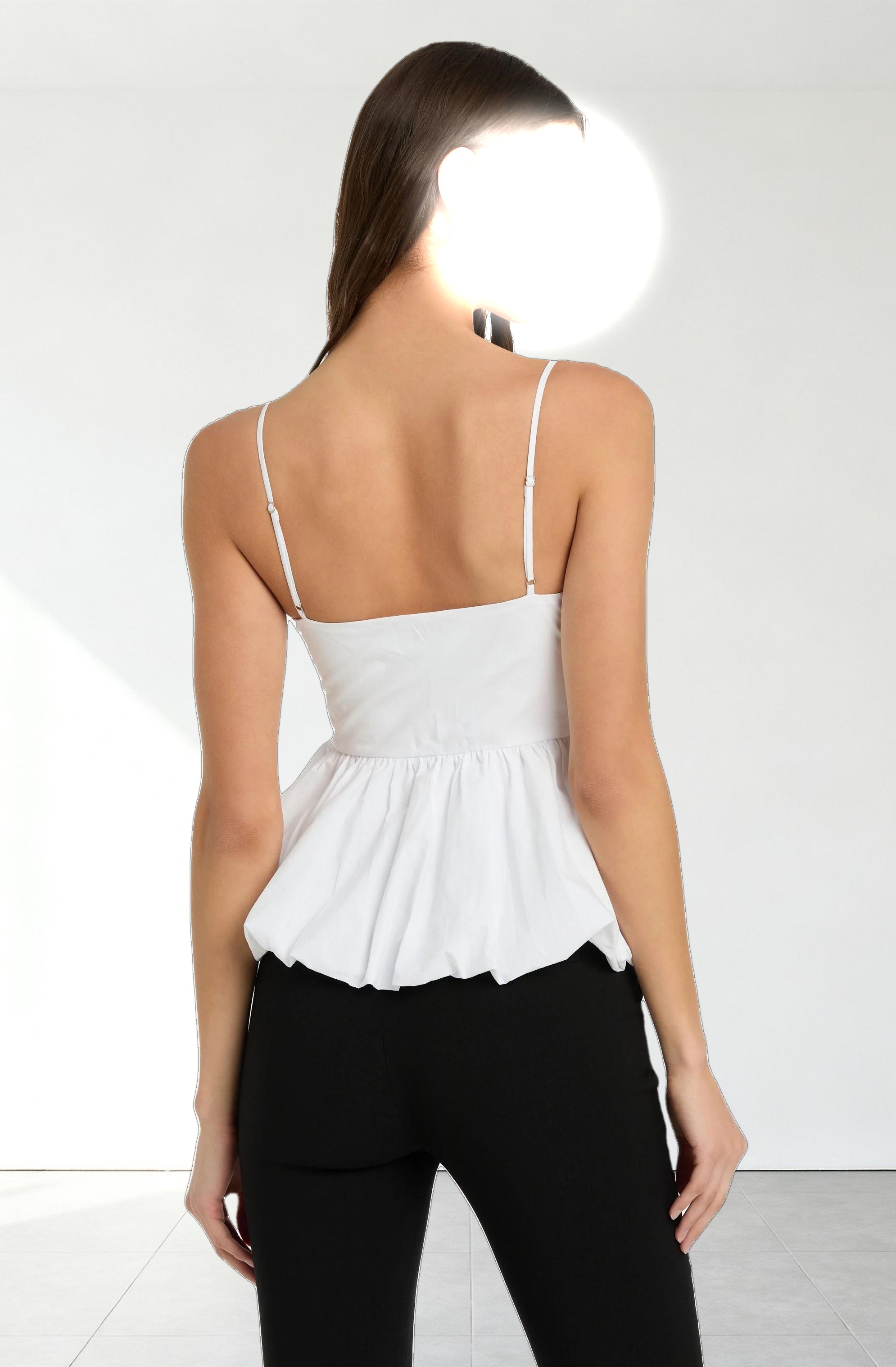 Cutout Bubble Hem Peplum Top