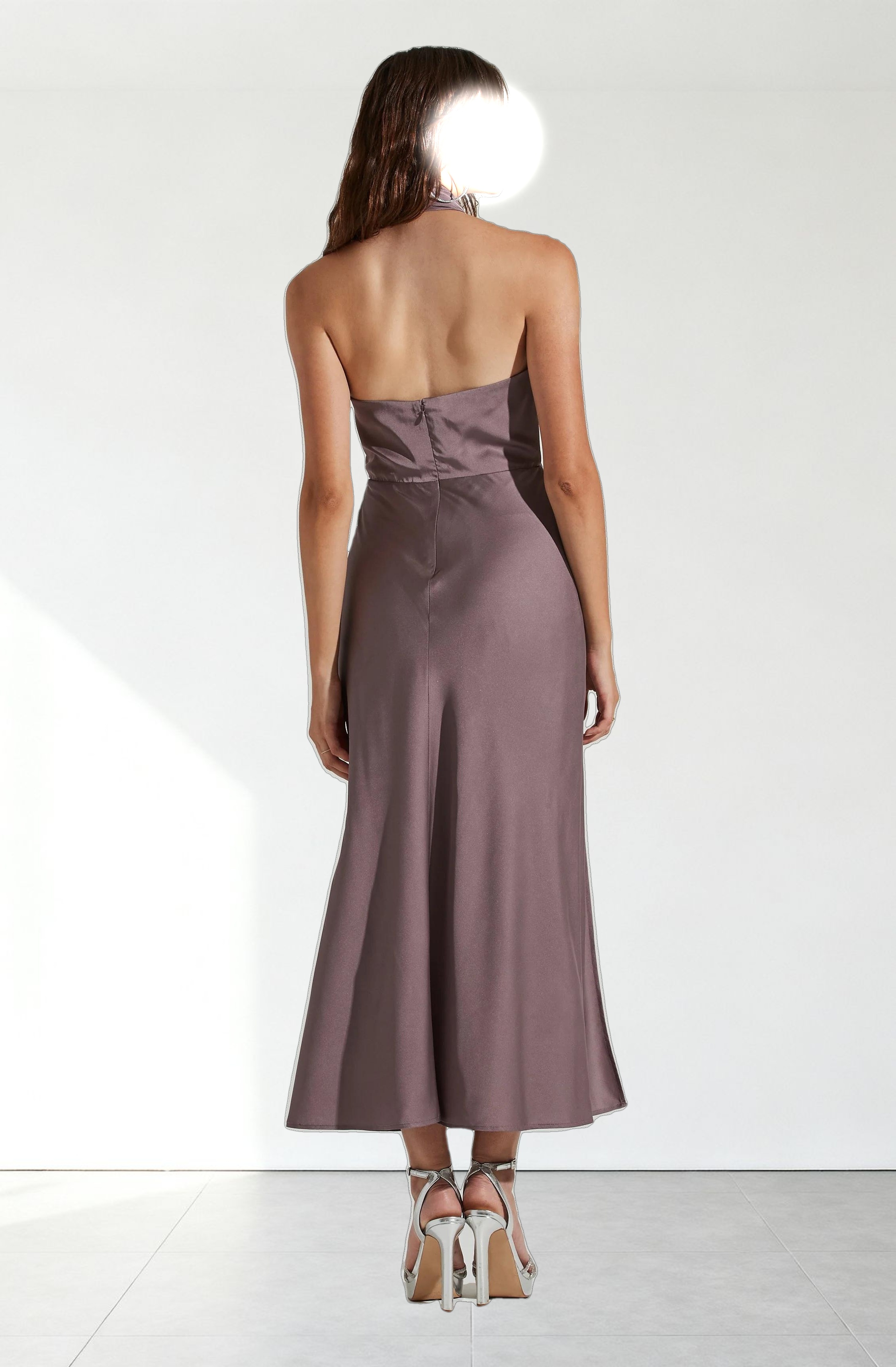 Marissa Satin Halter Neck Midi Dress