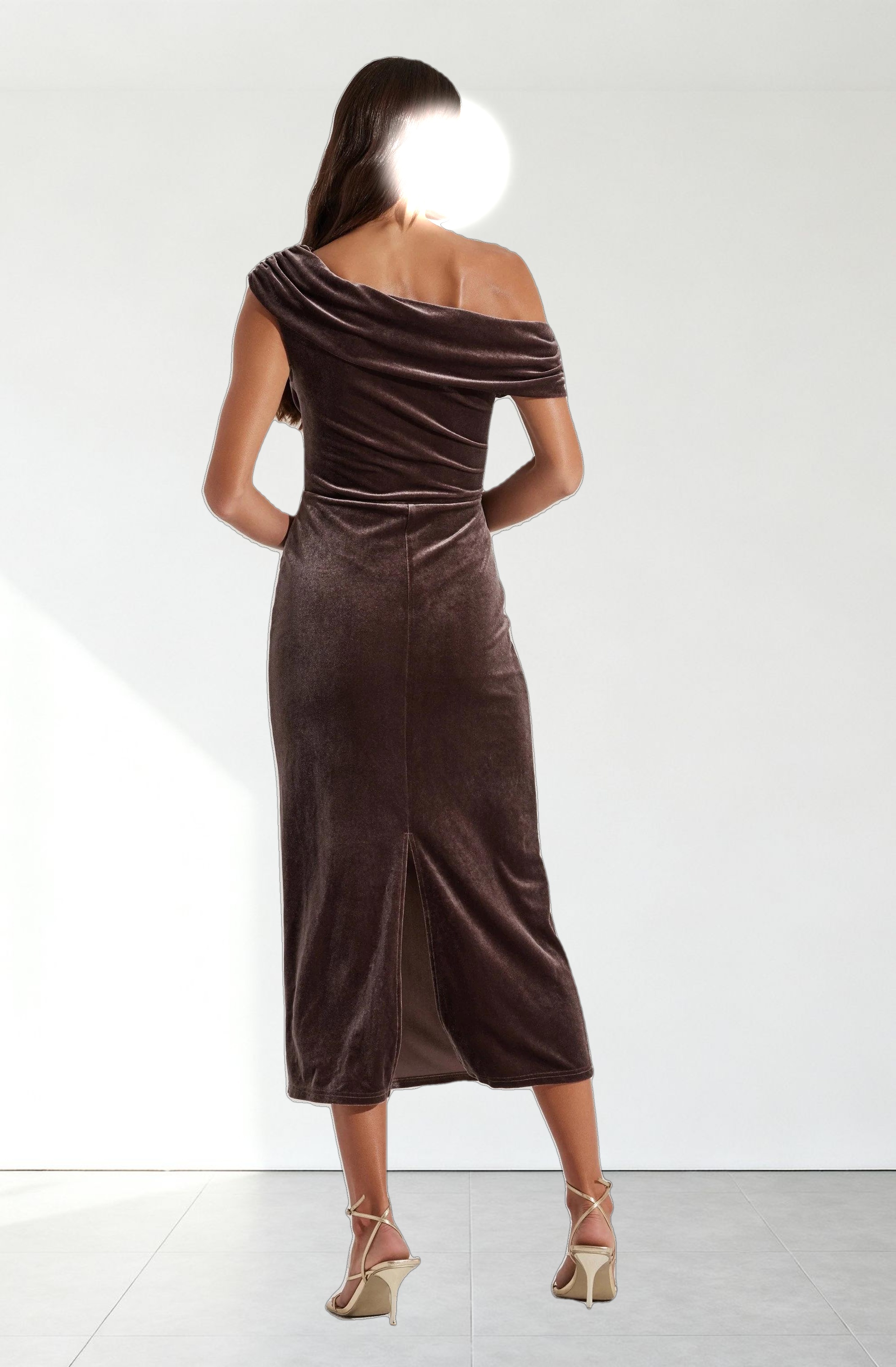 Velvet Off Shoulder Midi Dress