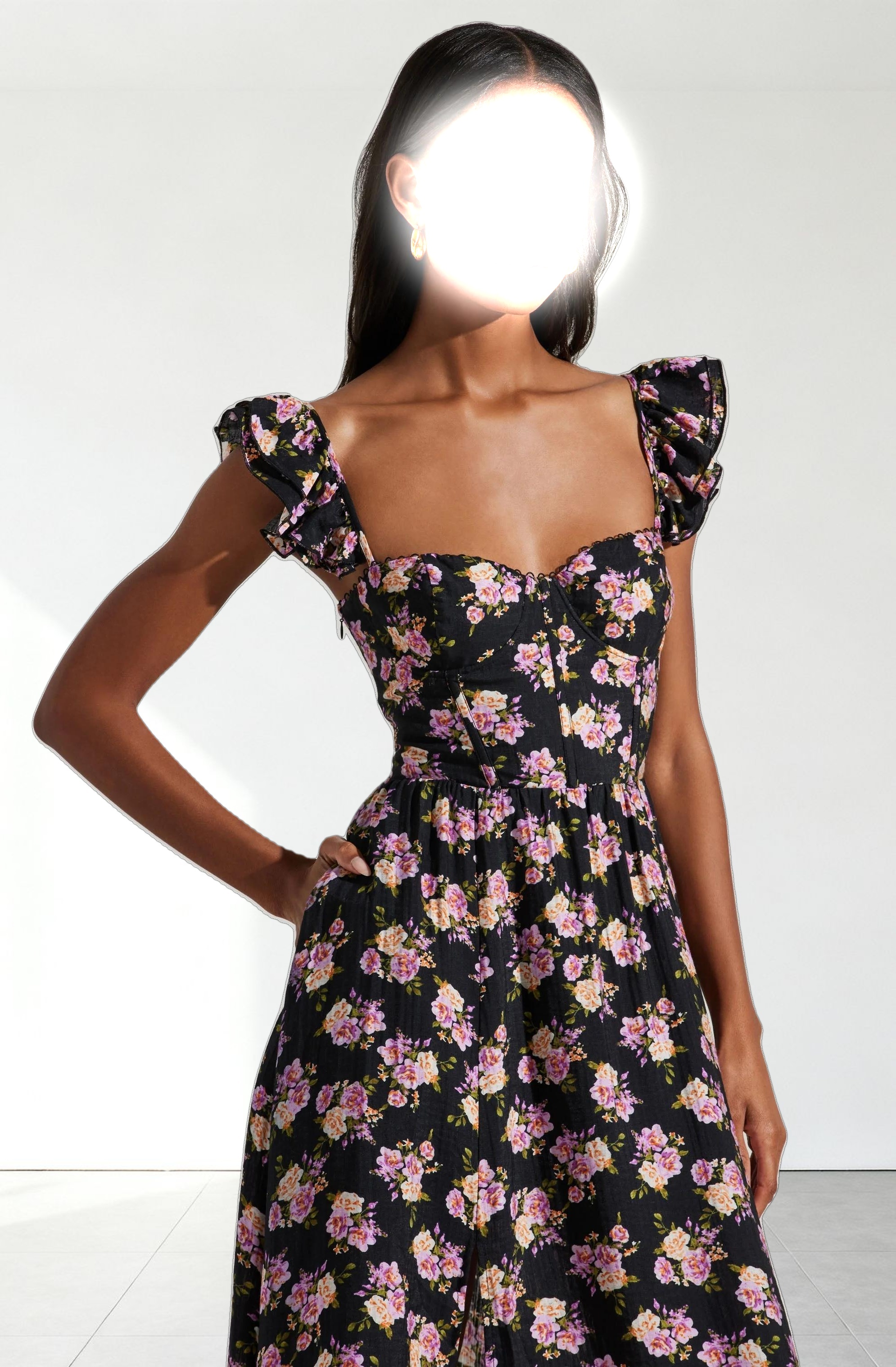 Wedelia Floral Bustier Midi Dress