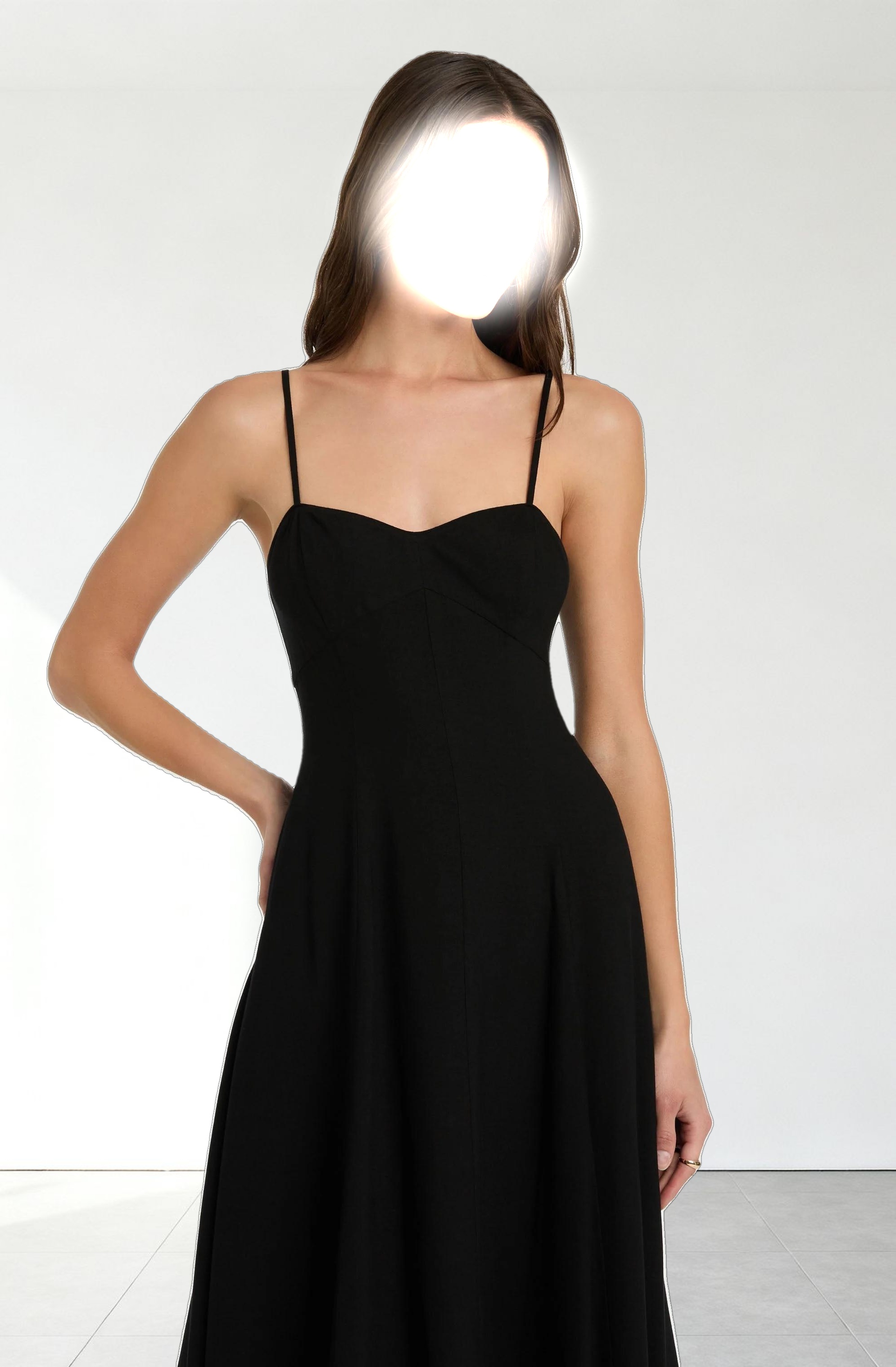 Linen-Blend A-Line Midi Dress