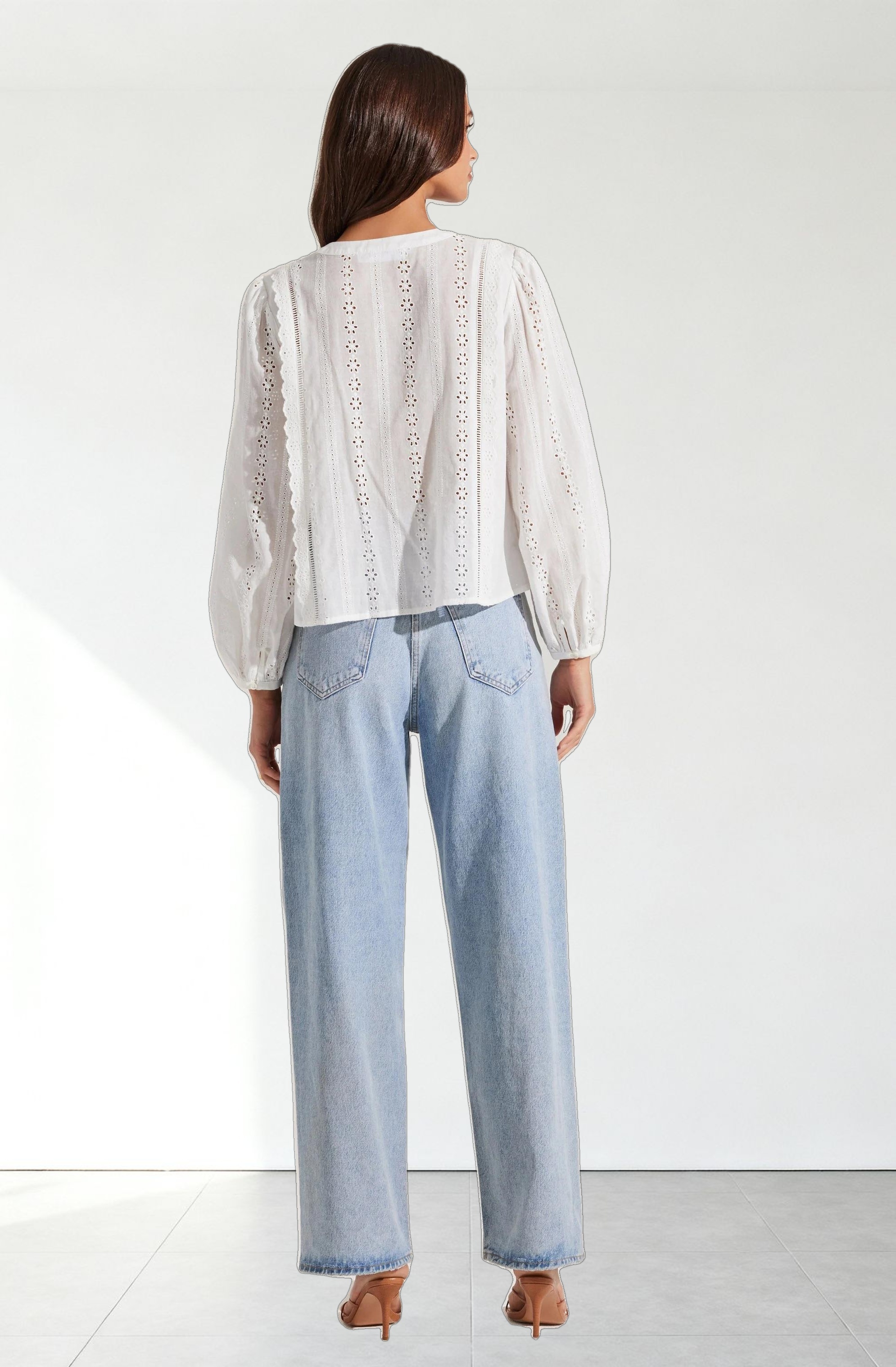 Aneska Broderie Button Up Top