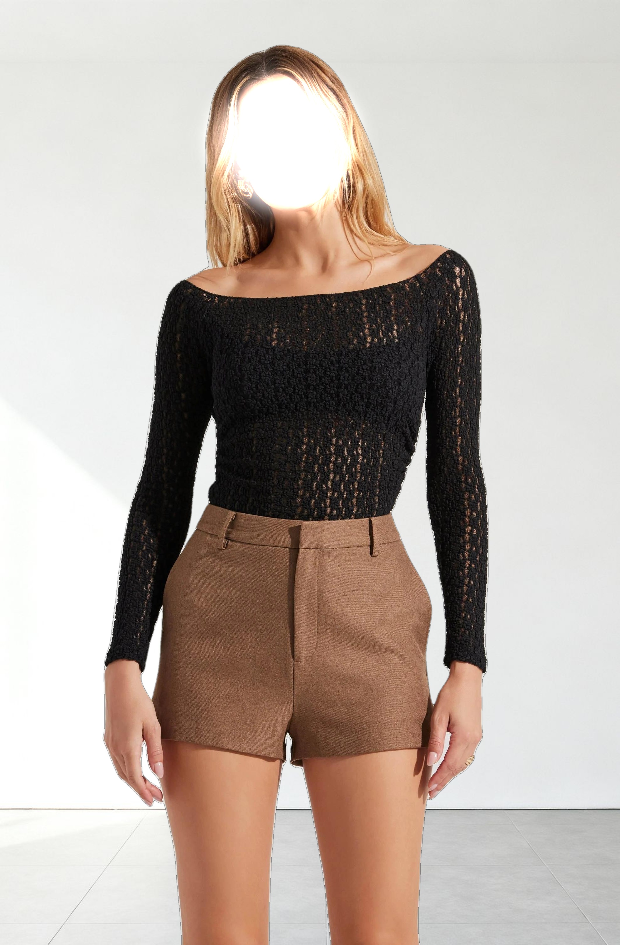 Boat Neck Open Knit Top