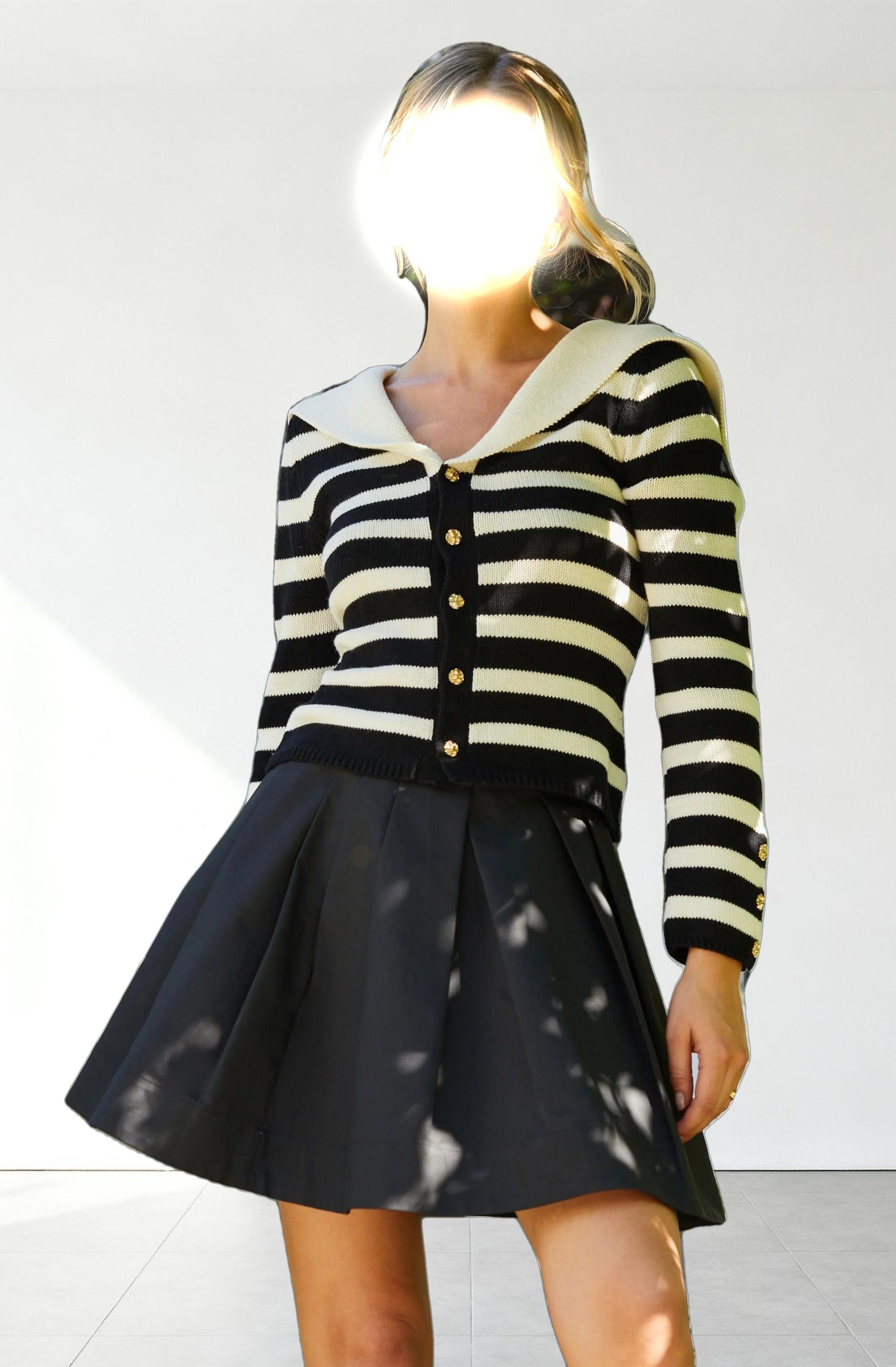 Analissa Stripe Sailor Collar Cardigan