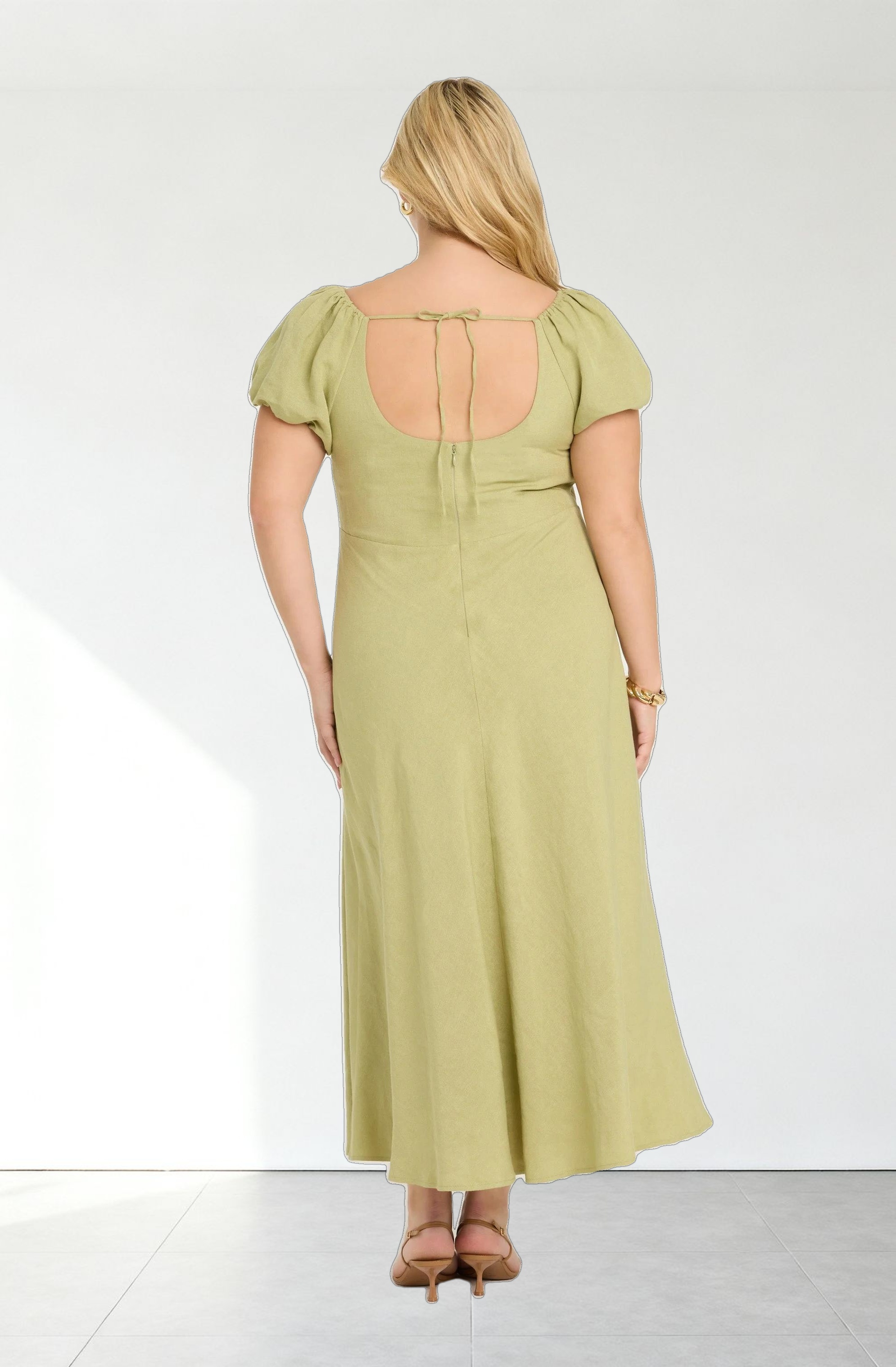 Leocadia Embroidered Puff Sleeve Dress