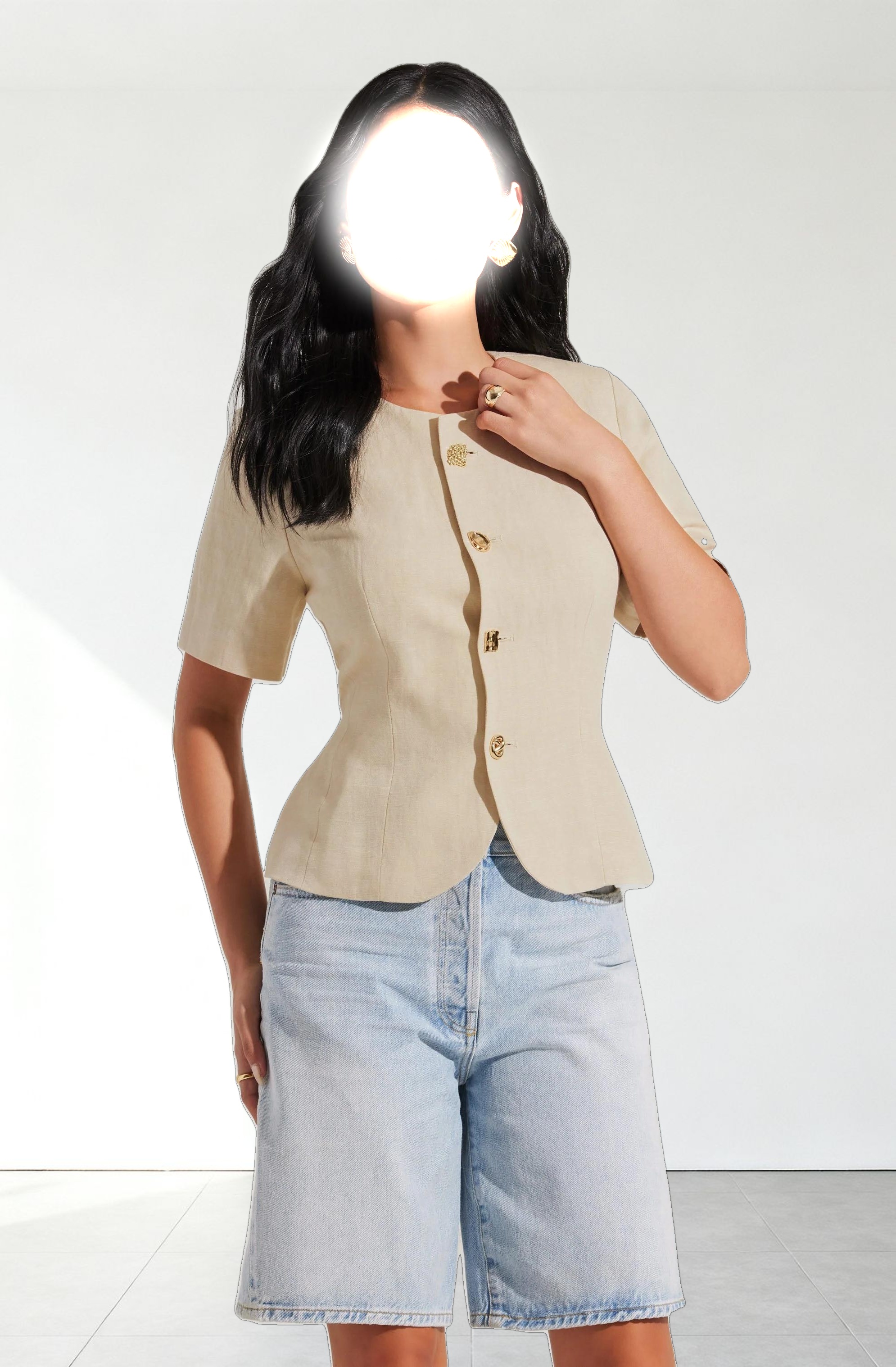 Saige Cutaway Linen Blend Jacket