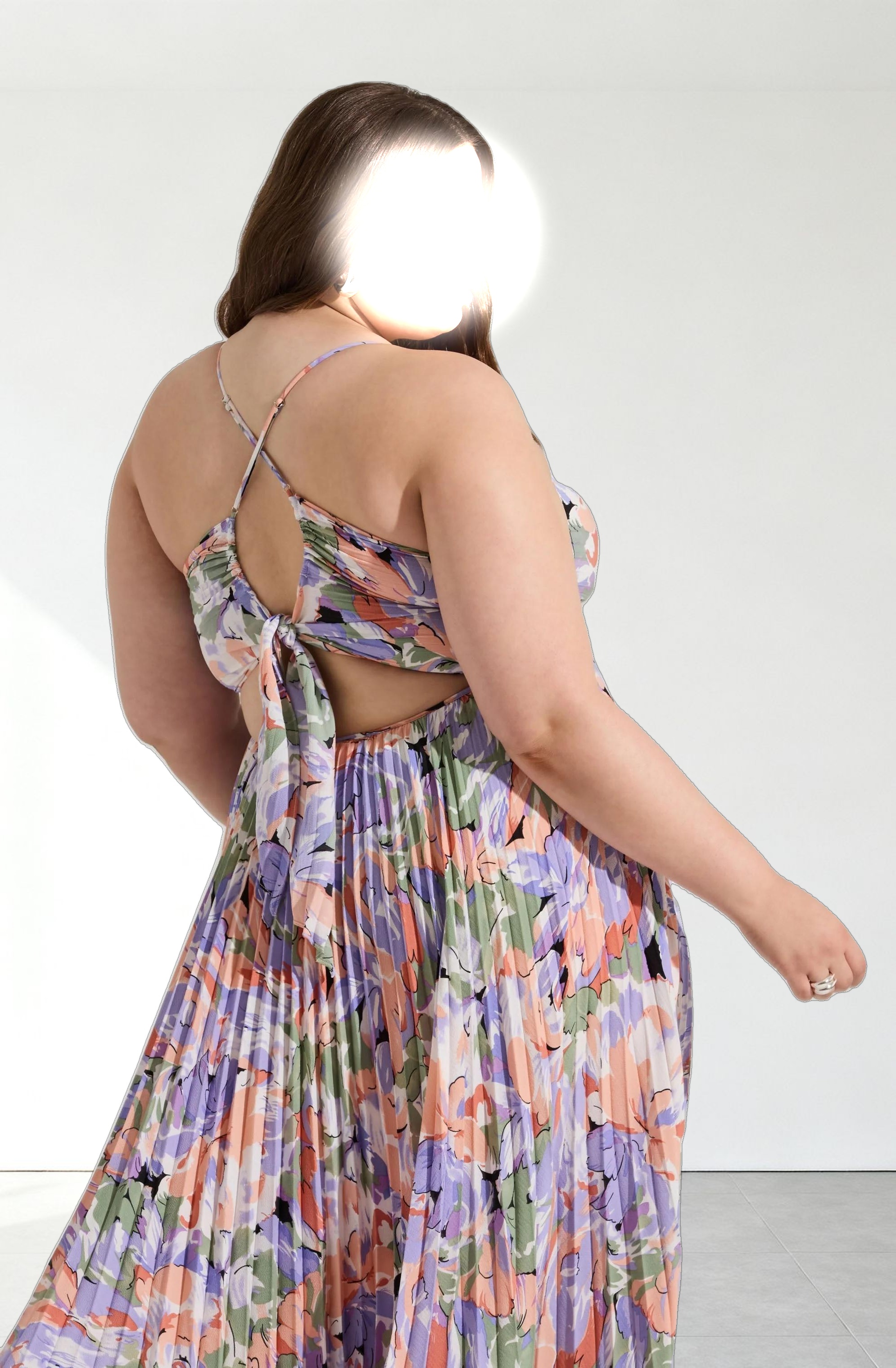 Blythe Floral Plisse Midi Dress