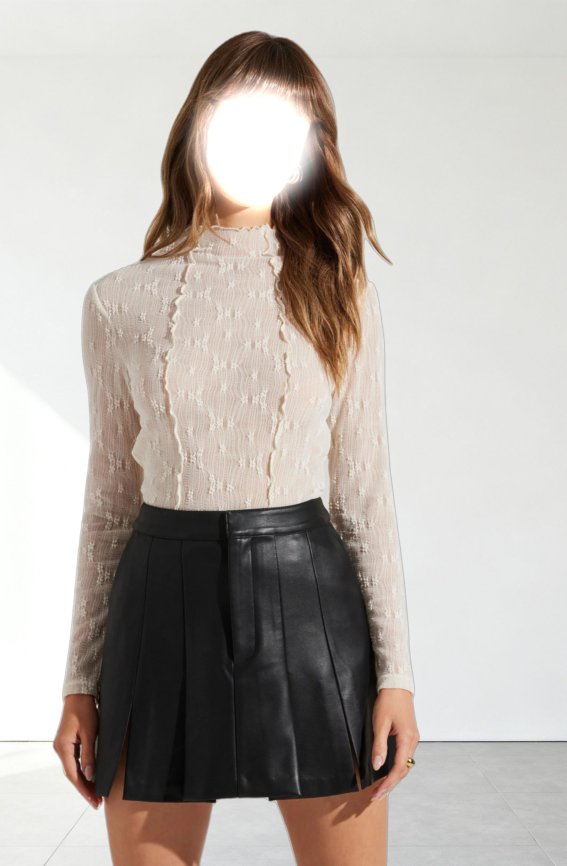 Colleen Mock Neck Lace Top