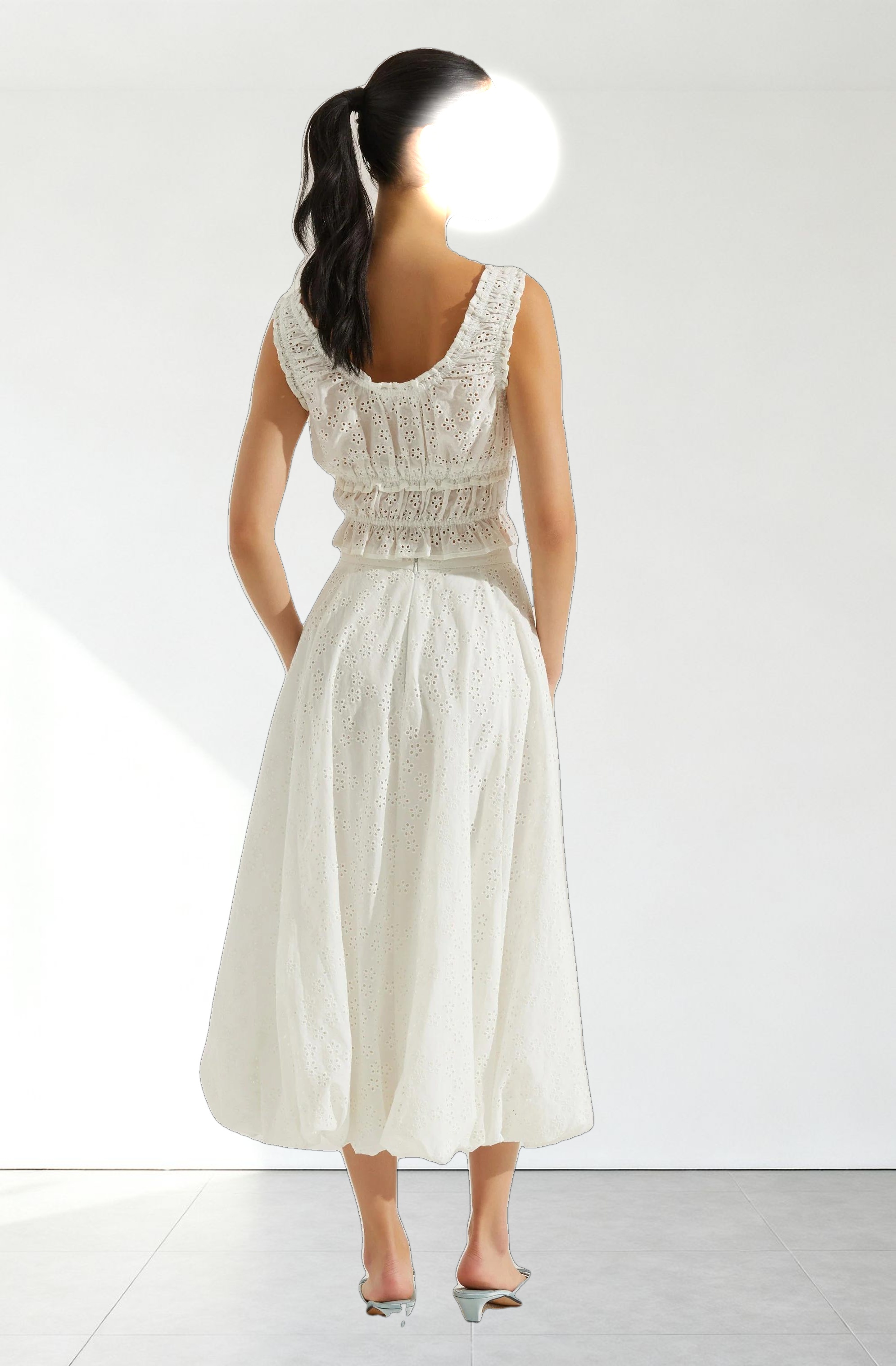 Kissel Eyelet Bubble Maxi Skirt