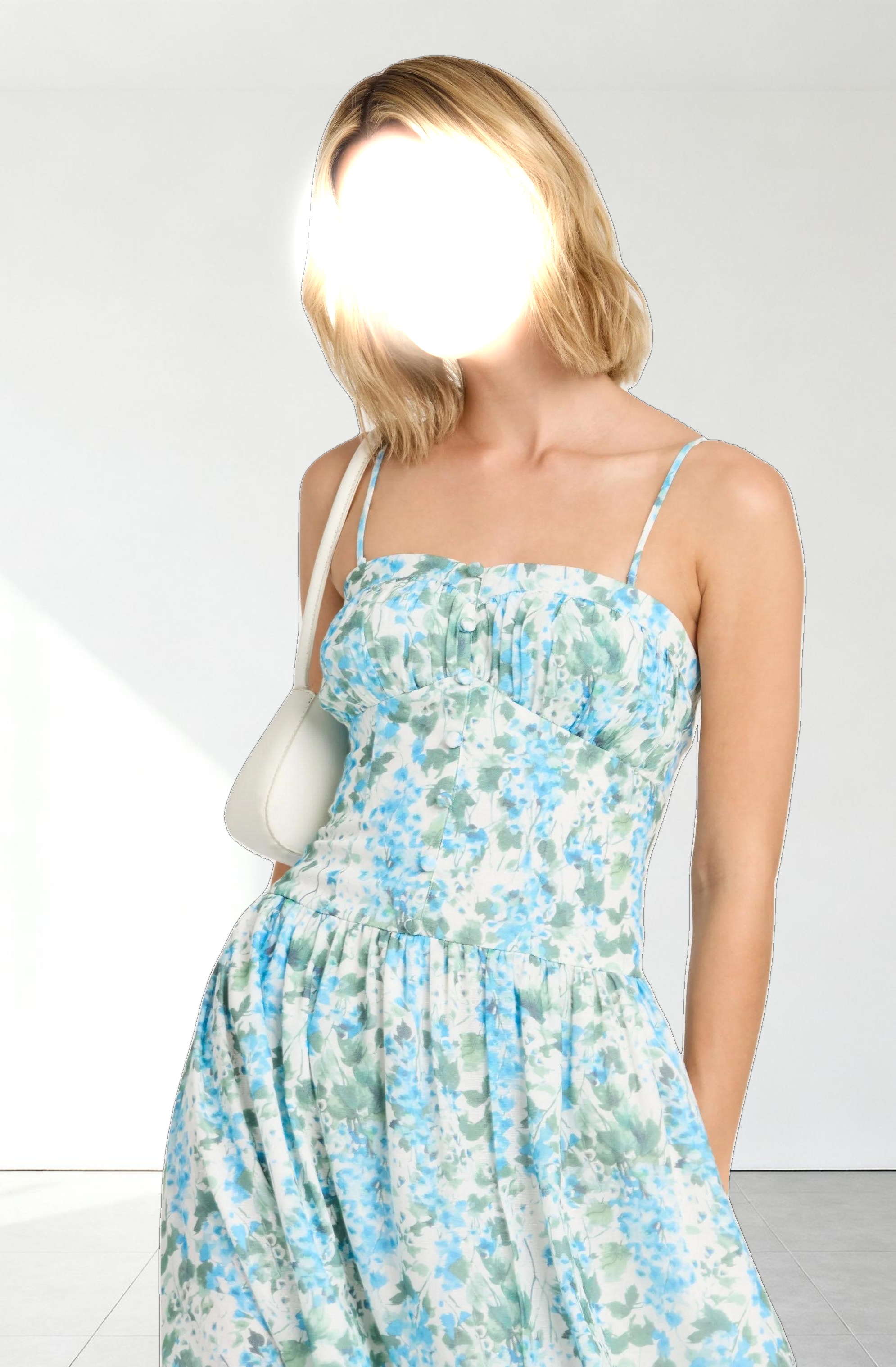 Capria Pleated Milkmaid Midi Dress